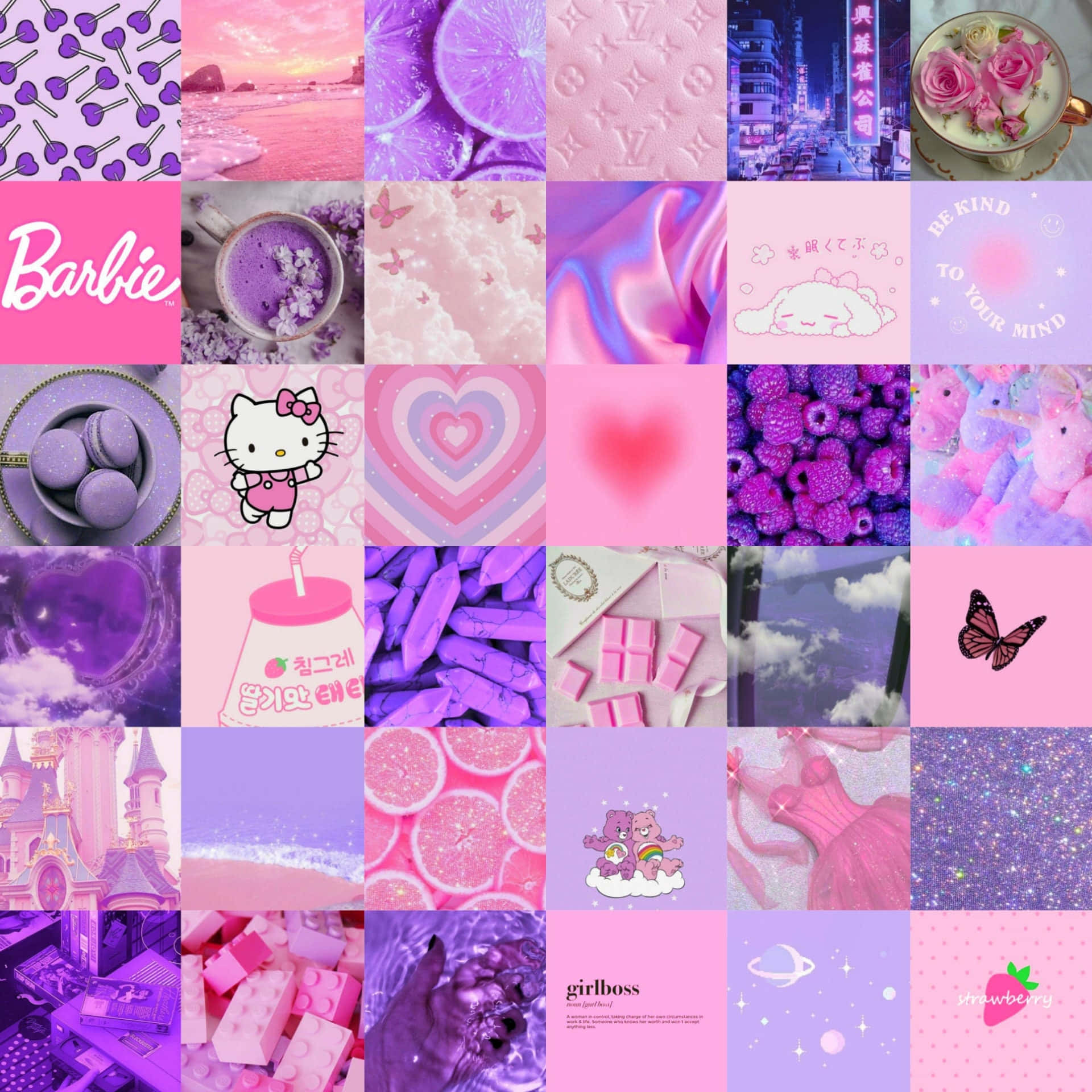 Download Pink And Purple Collage Wallpaper