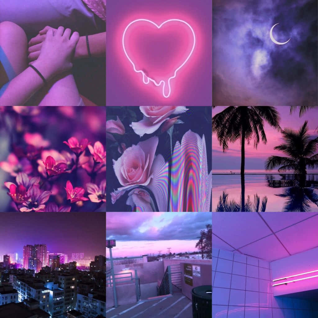 Download Pink Purple Aesthetic Collage Wallpaper
