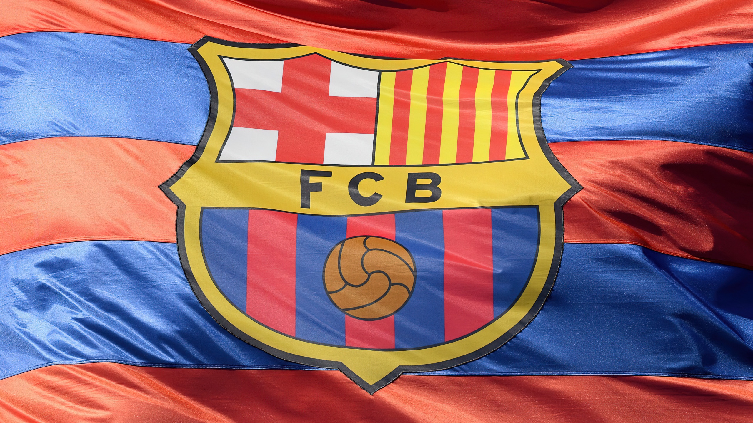 FCB Wallpaper 4K, Flag, FC Barcelona, Logo