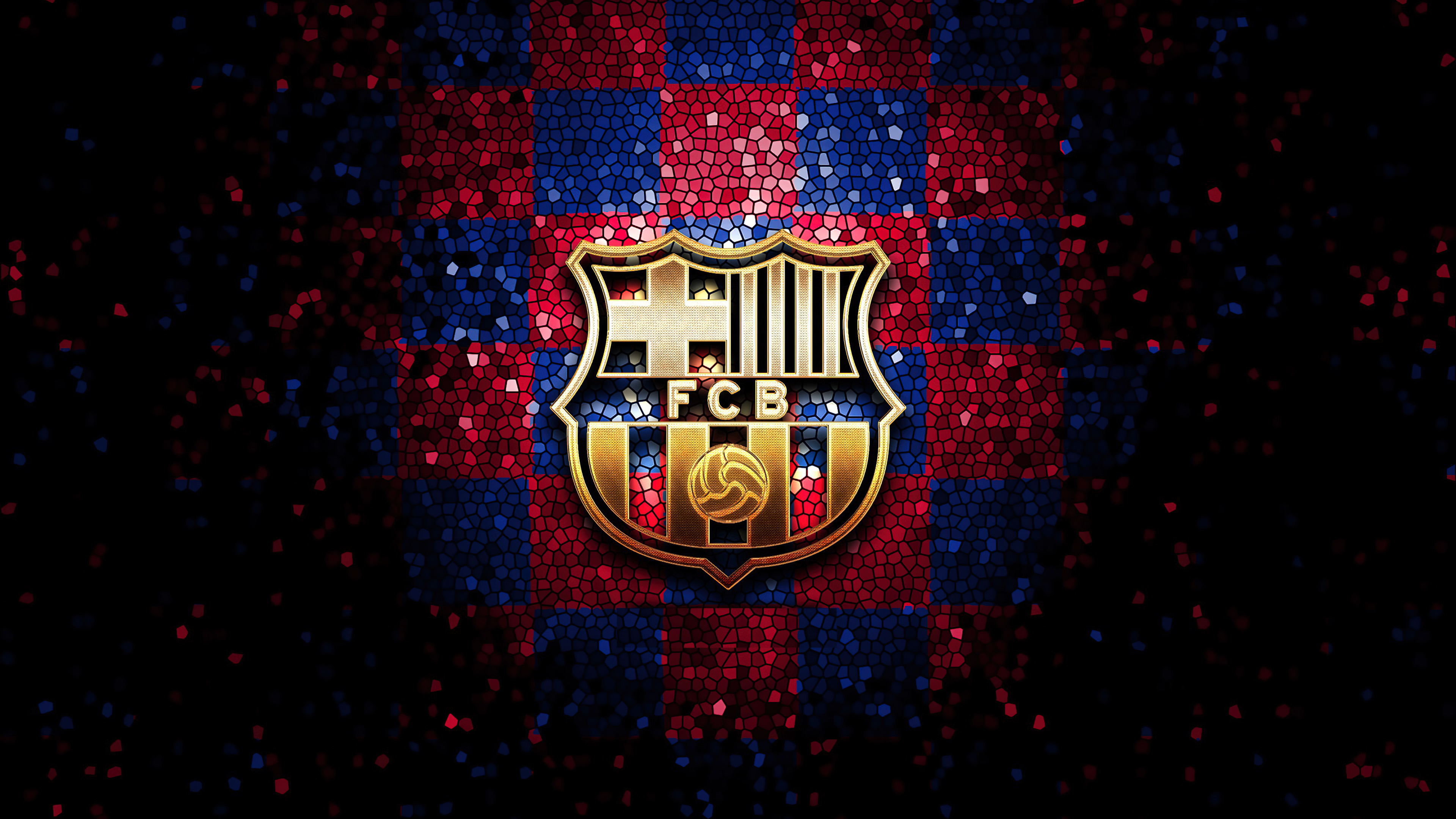 FCB Wallpaper 4K, Mosaic, Logo, Dark aesthetic