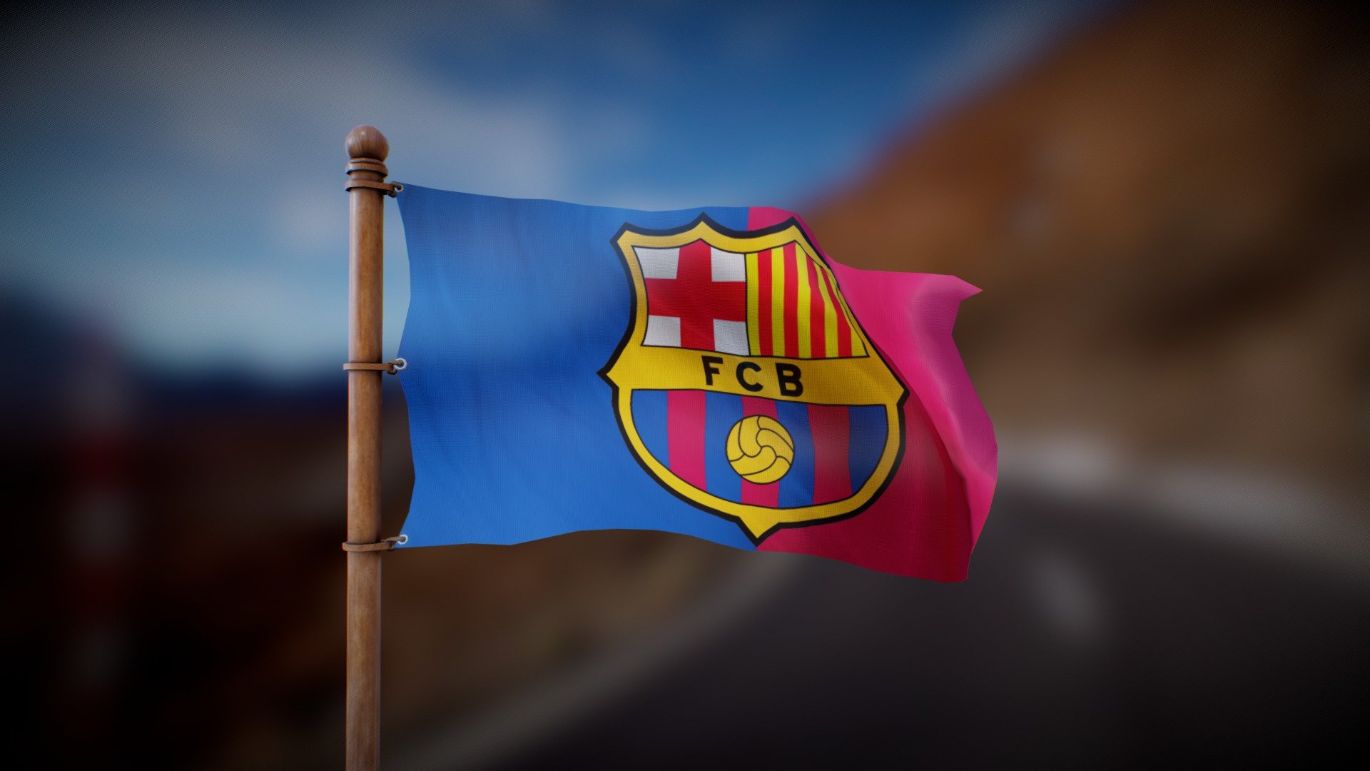 Flag of FC Barcelona Animated loop model by Deftroy [c236018]