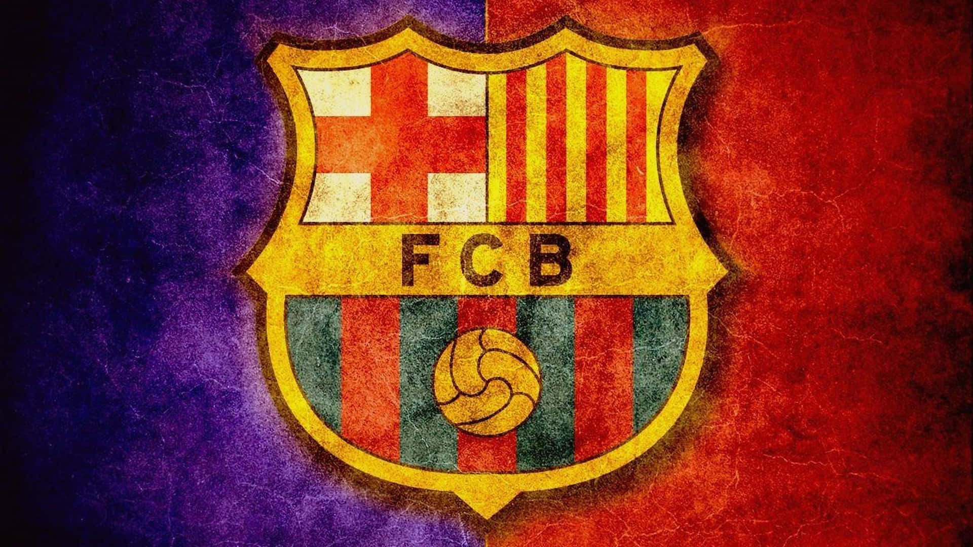 Download FC Barcelona Logo On Scratch Purple Red Desktop Wallpaper
