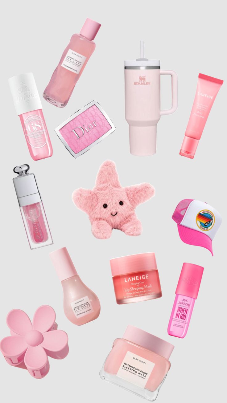 Pink Starfish Jellycat and Preppy Wallpaper