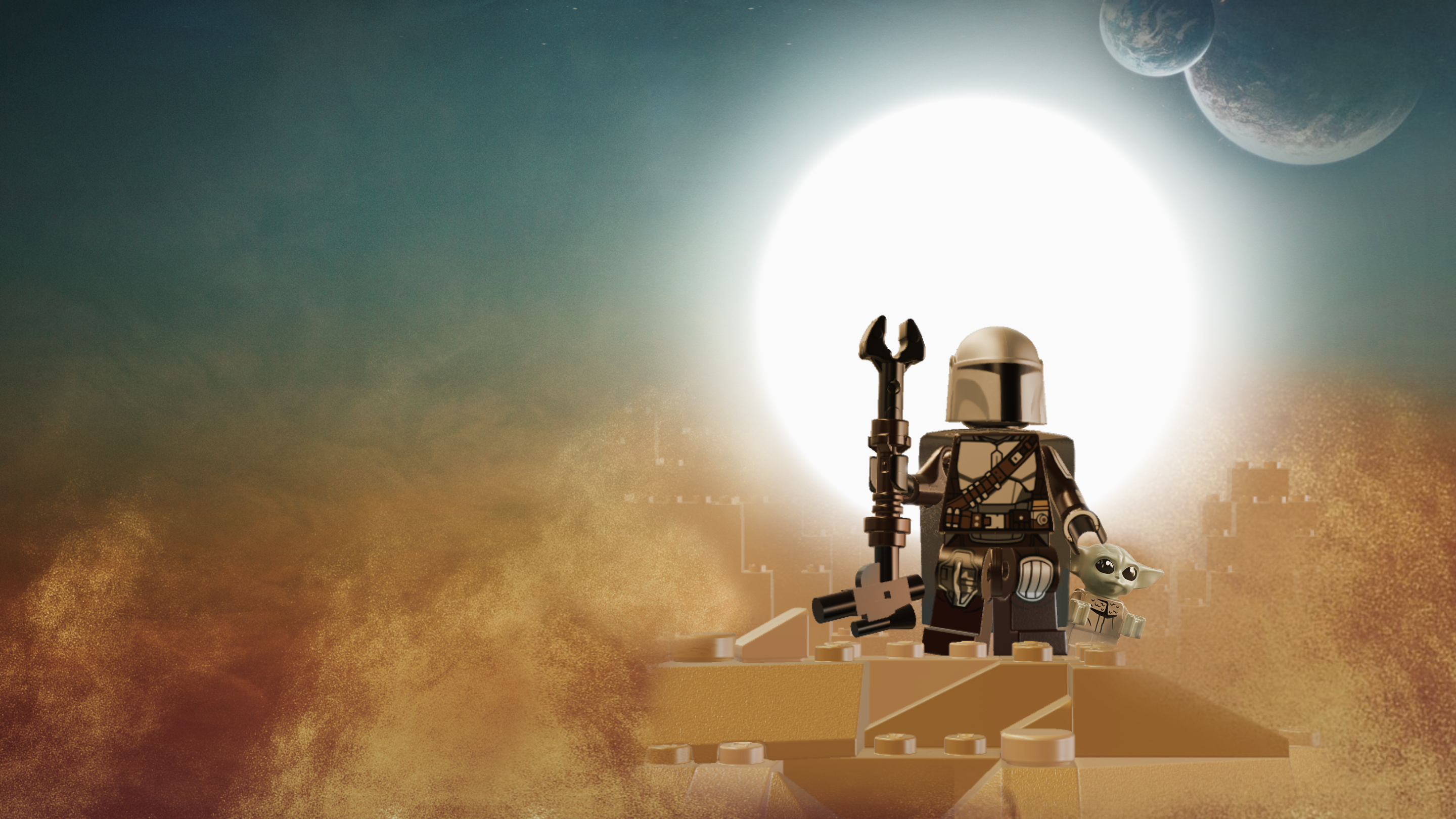 I made a Lego version of the Disney+ Mandalorian cover!