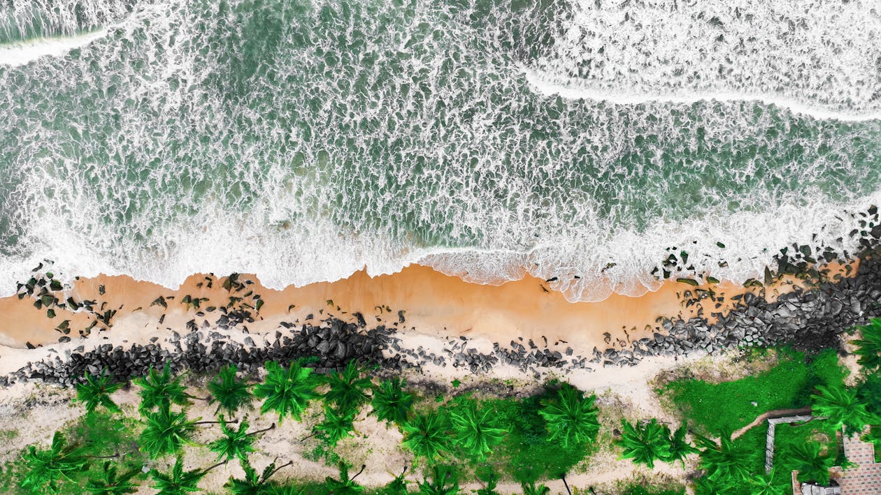 Aerial View of Scenic Udupi Tropical Beach · Free