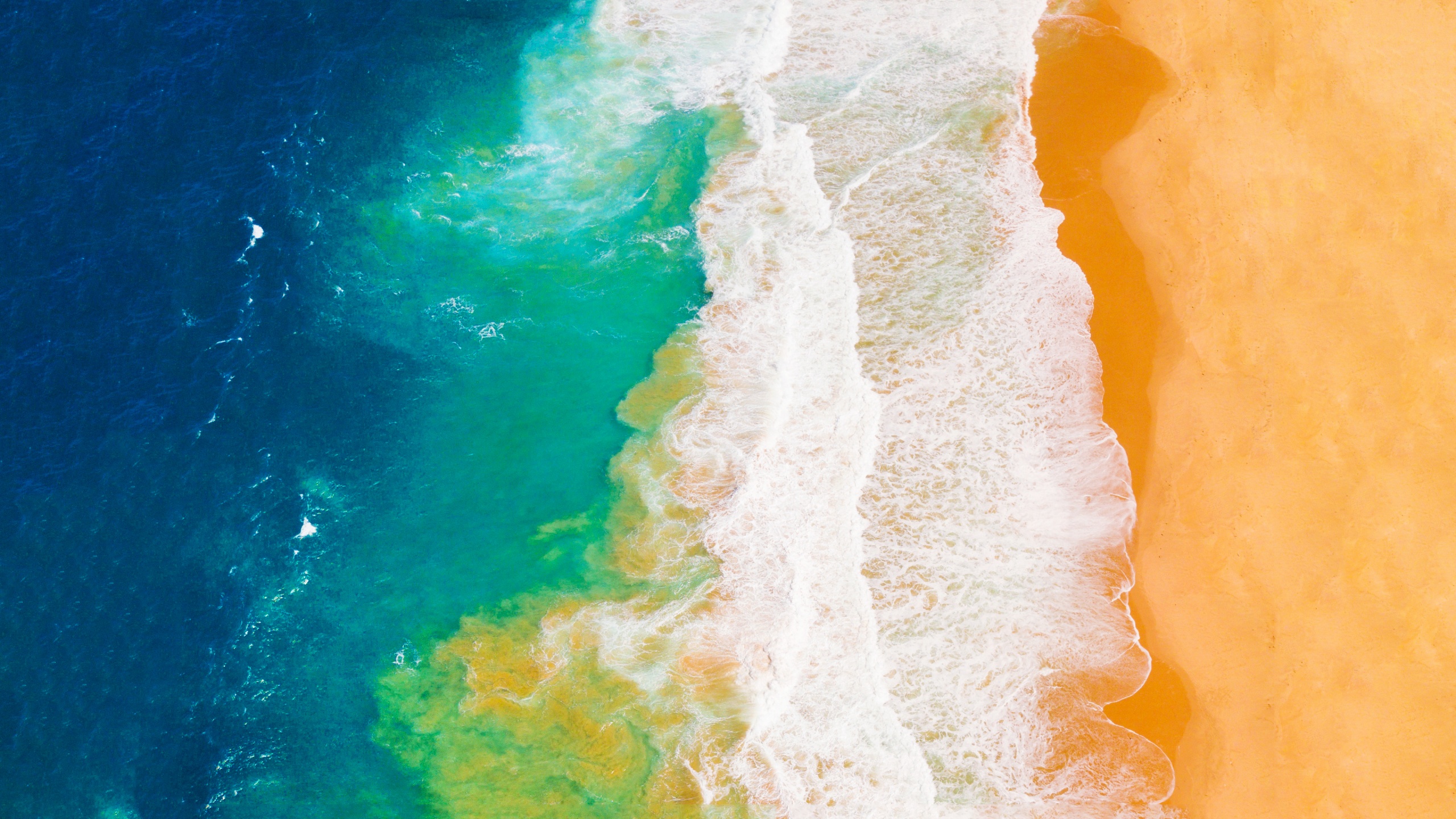 Aerial view Wallpaper 4K, Beach, Ocean, Waves, Coastline