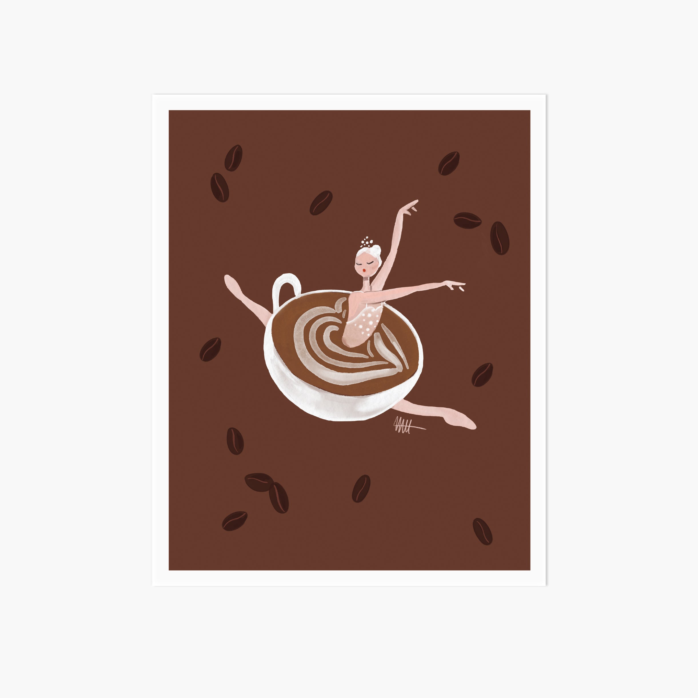 Ballerina Cappuccina Art Print. Ballet Art and Ballet Lifestyle