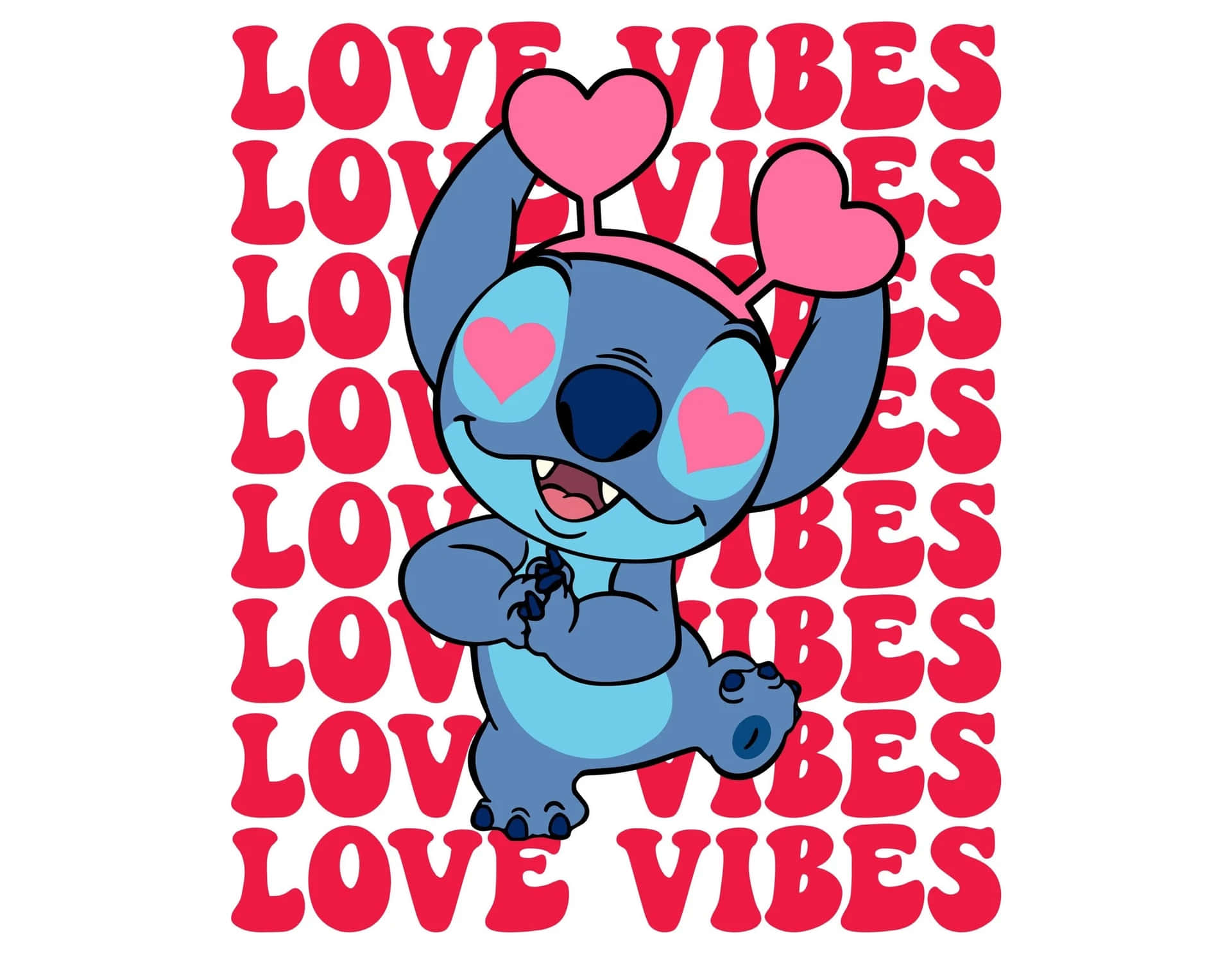 Download Stitch Valentines Day Love Vibes Wallpaper