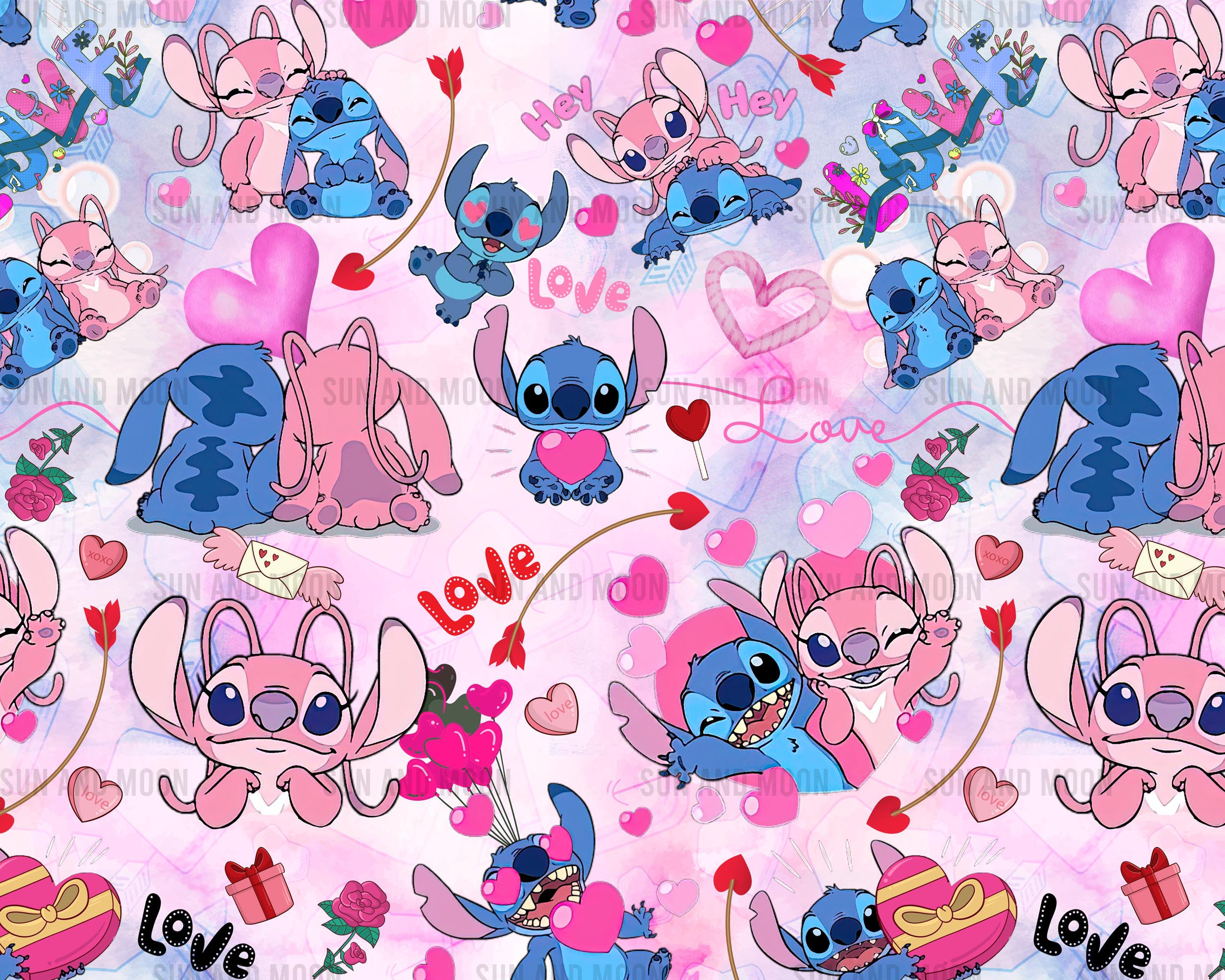 Stitch Valentines Day, Valentines Day Seamless Pattern, V Day Digital Paper, Love Seamless, Valentines Tumbler Paper, Stitch Tumbler Wrap