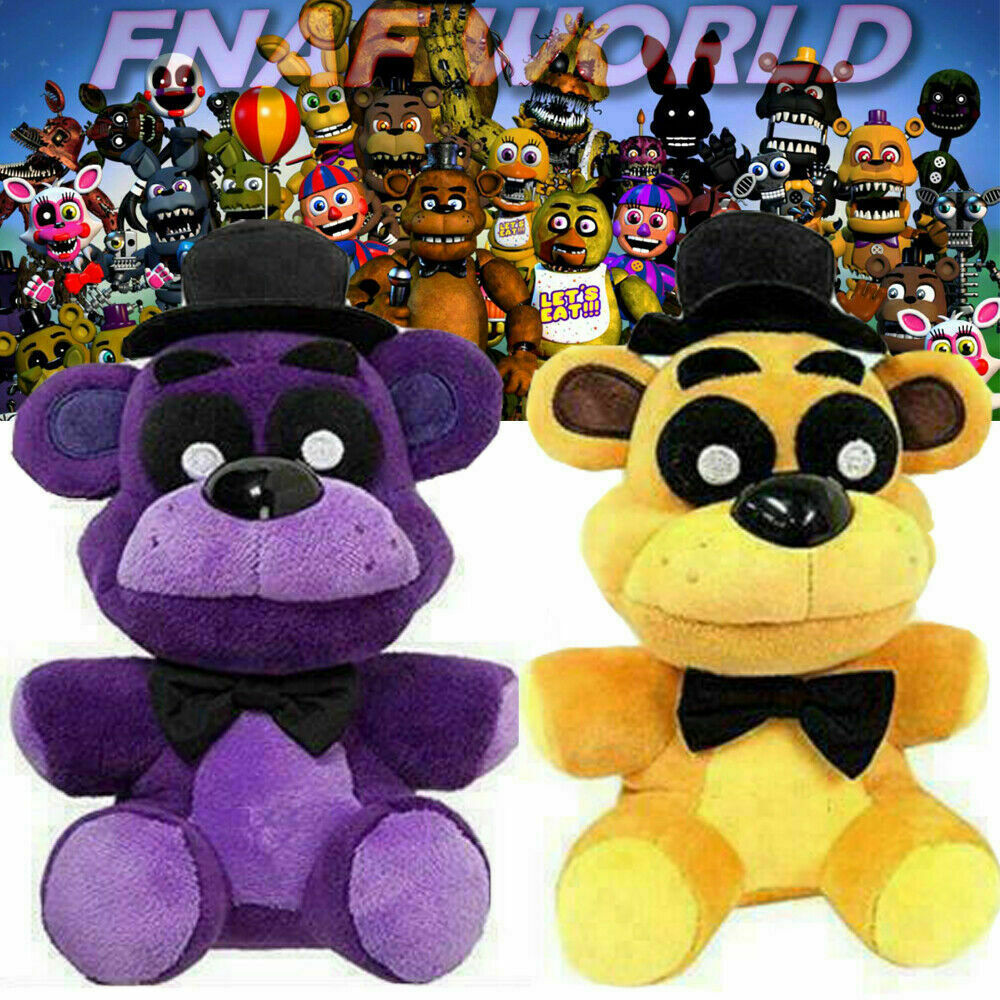 2PCS NEW FNAF Five Nights at Freddys PURPLE Shadow and GOLD Bears Doll Toy