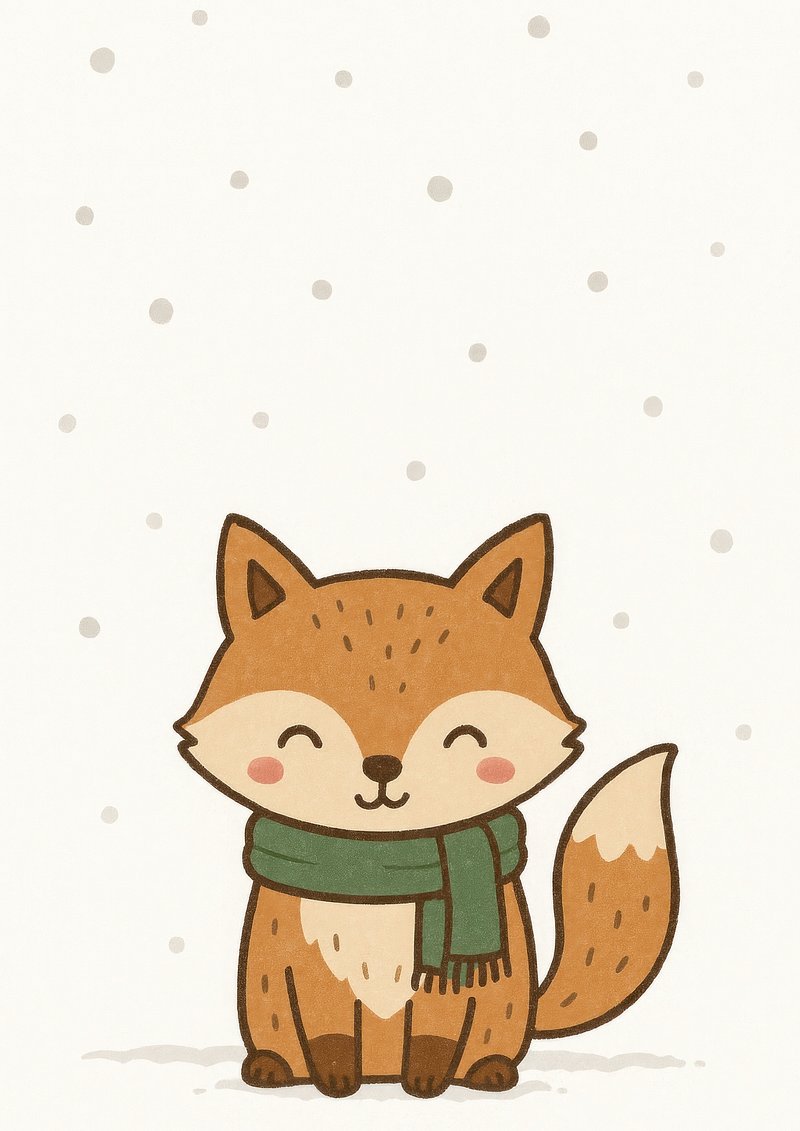 Cute fox winter wallpaper. Free Photo Illustration