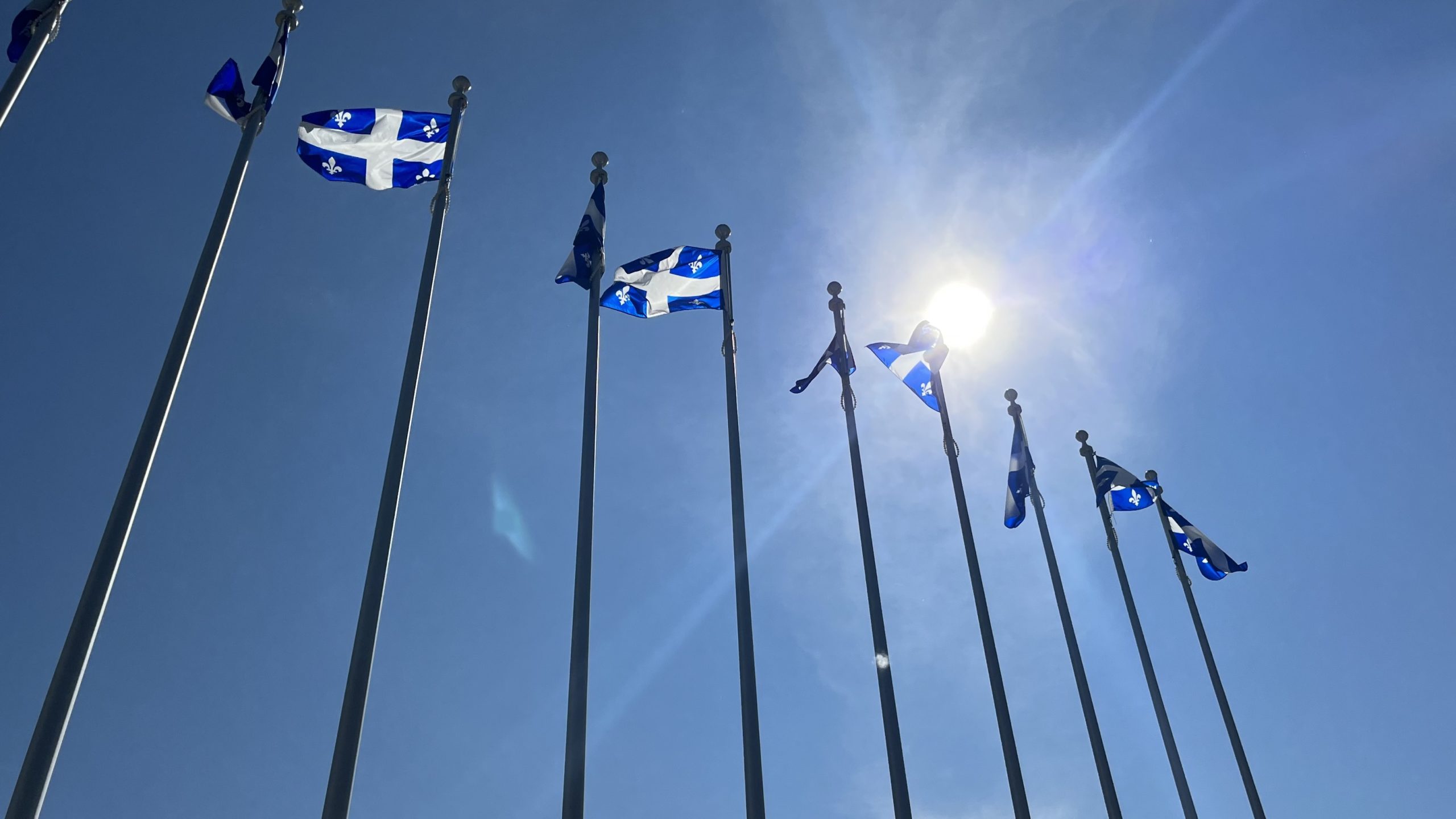 Quebec Flags At Olympic Park Ahead Of Saint Jean Baptiste