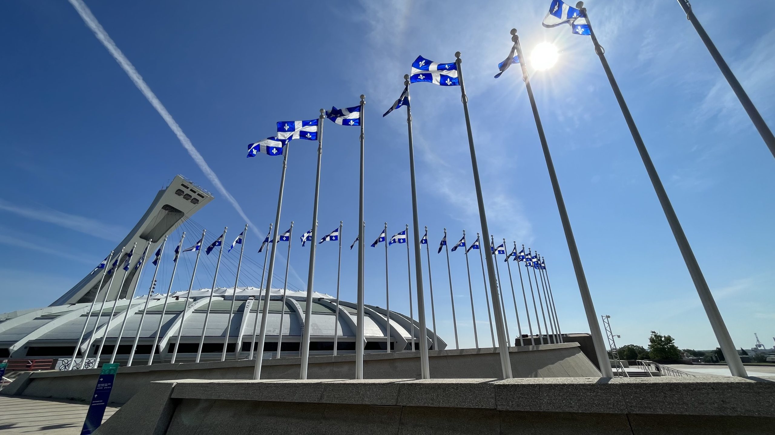 Quebec Flags At Olympic Park Ahead Of Saint Jean Baptiste