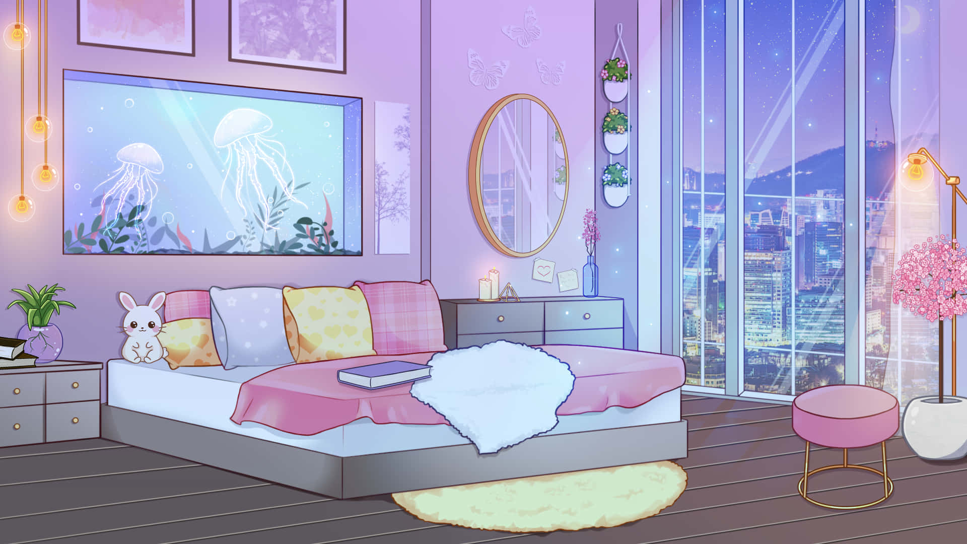 Download A colorful, cozy and whimsical anime bedroom that's sure to put a smile on your face!