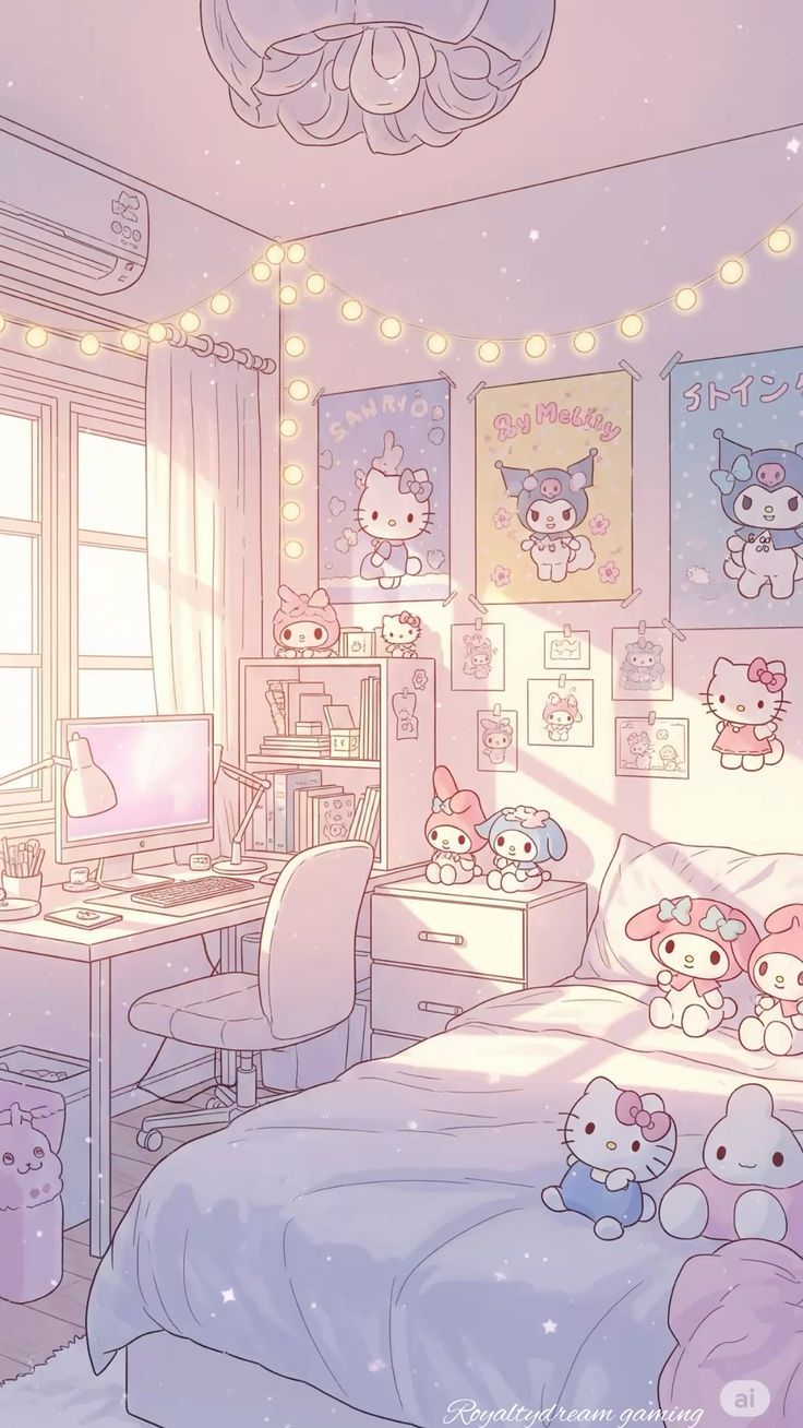 Cozy anime coquette bedroom