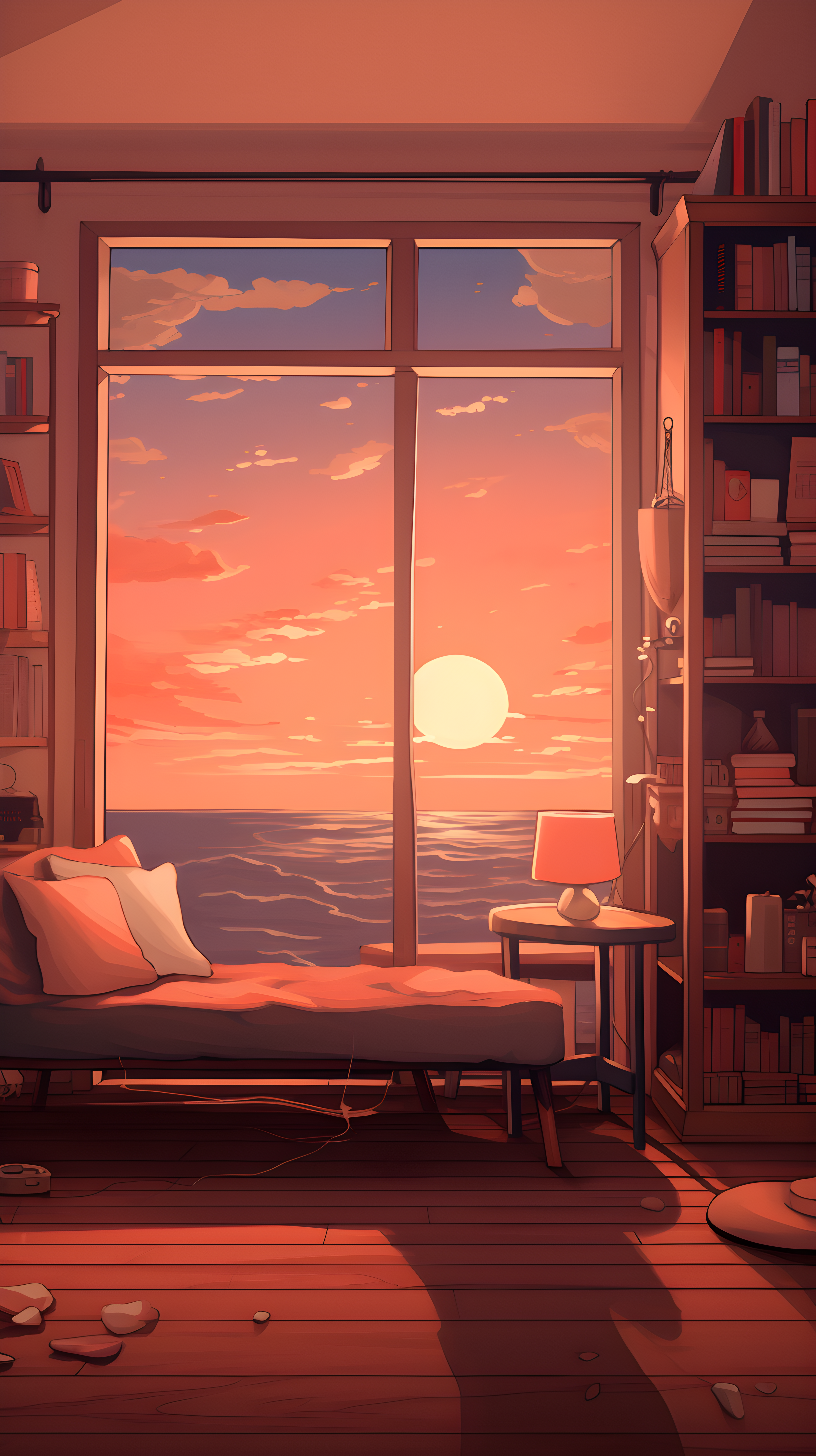 Cozy Haven: Bookshelf Room Wallpaper