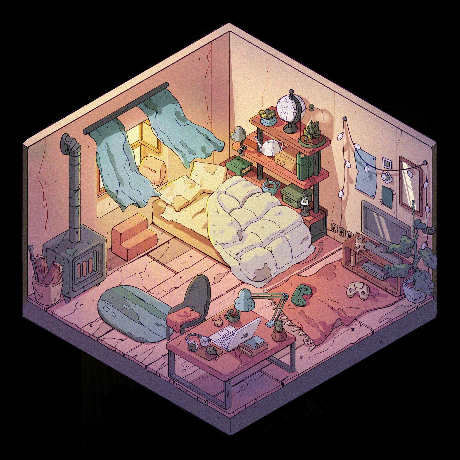 Cozy isometric room