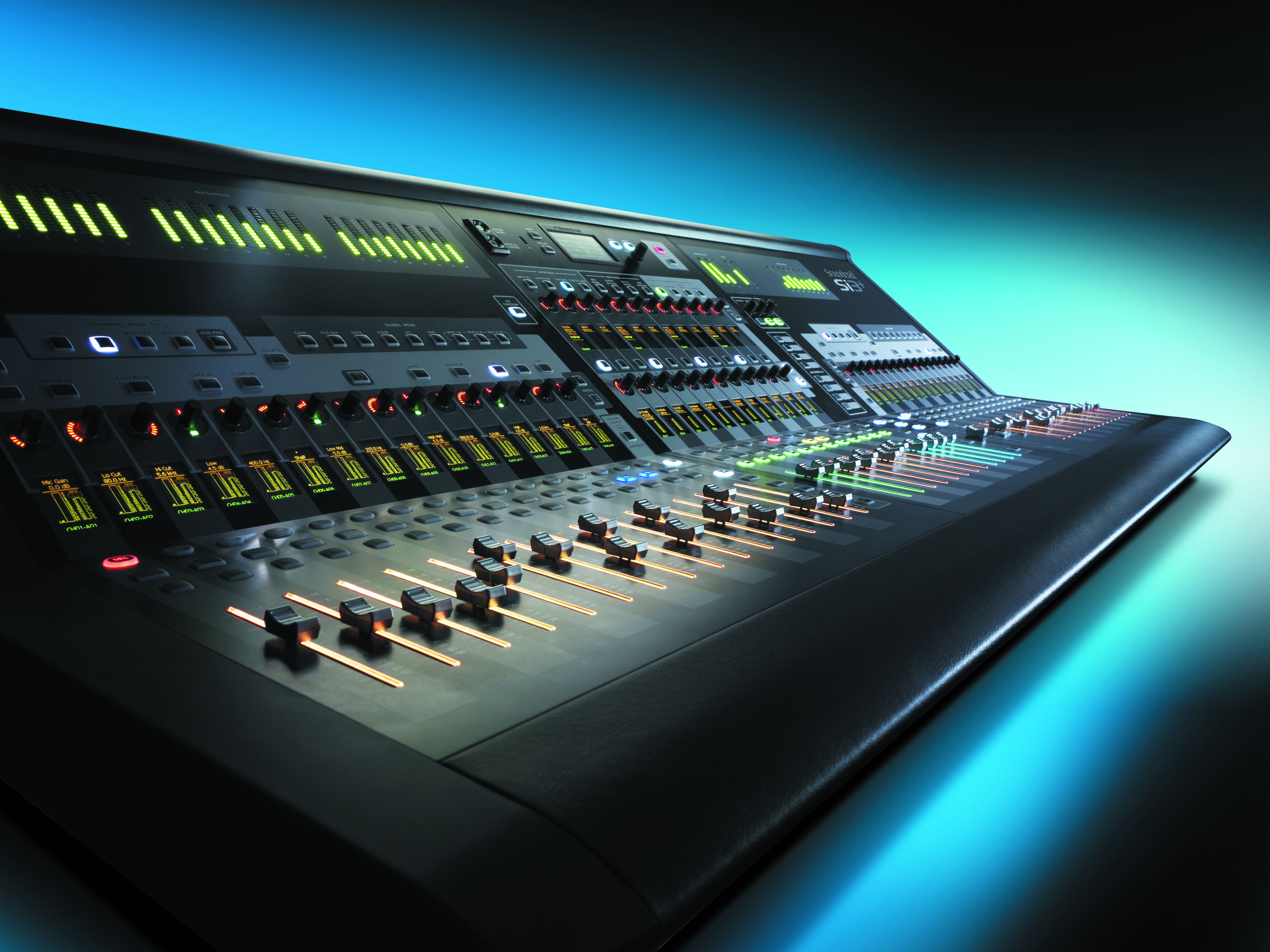 Wallpaper Black and Blue Audio Mixer, Background Free Image