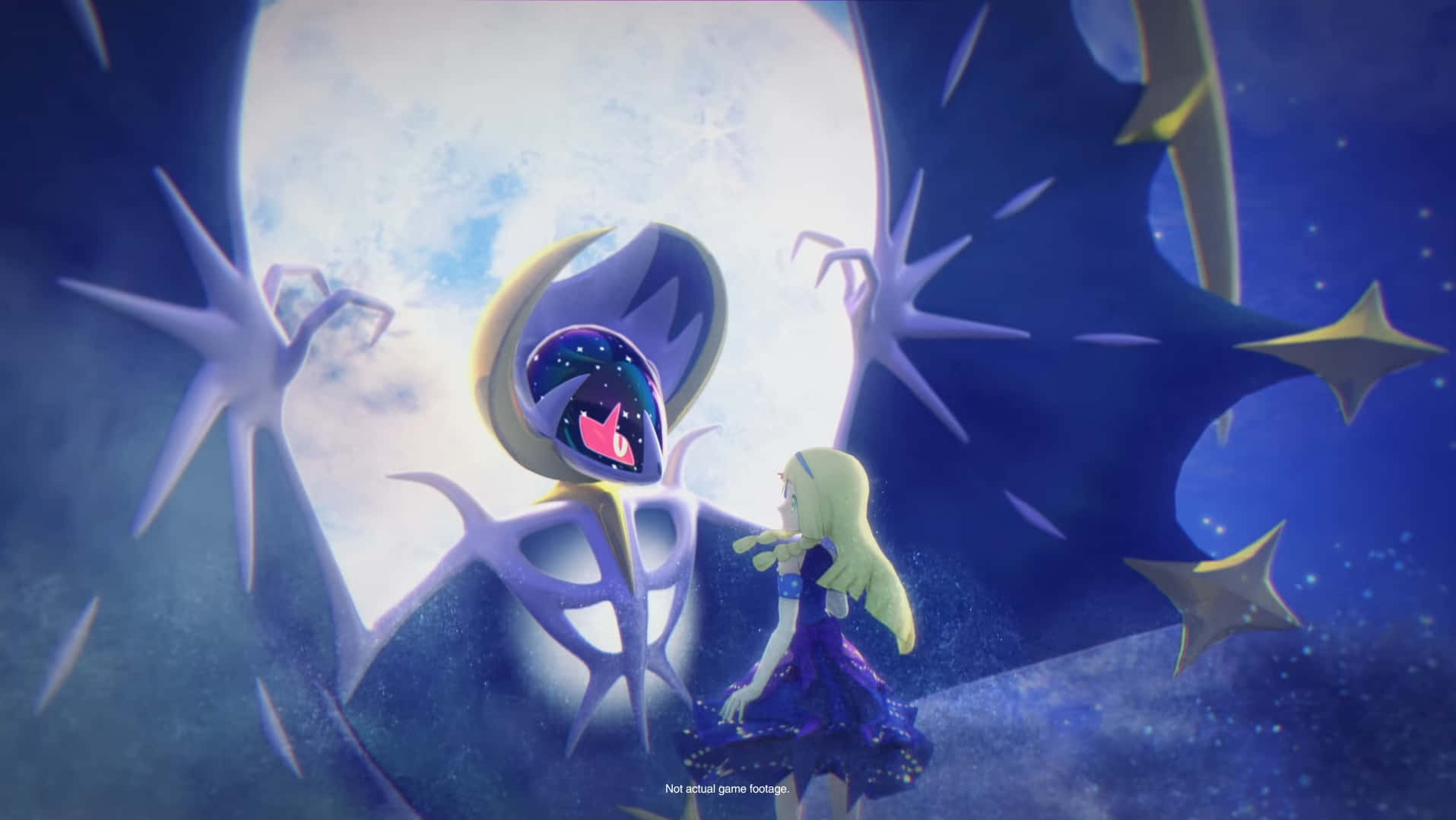 Download Lunala Talking With Lillie Wallpaper
