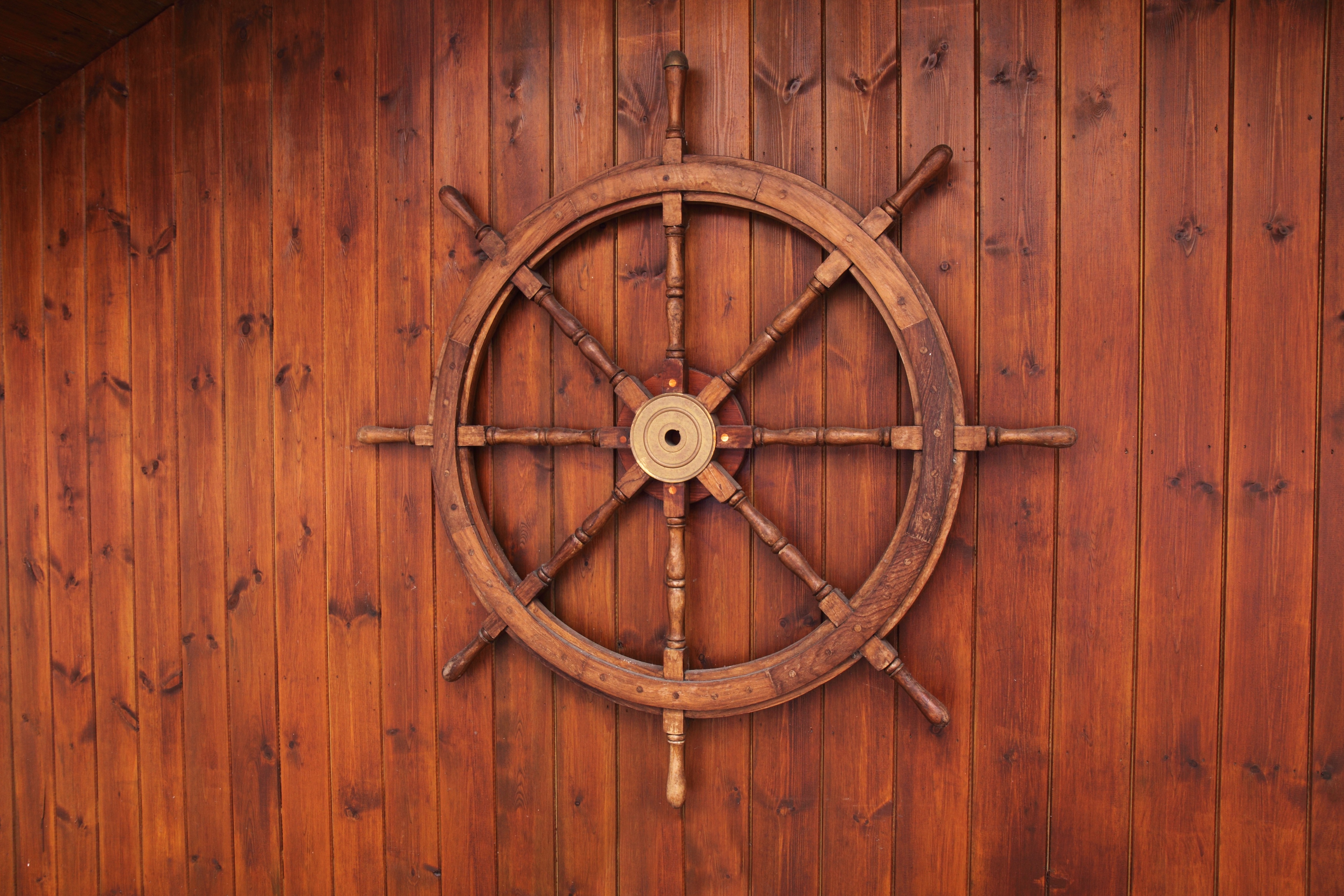 Free Image, wood, boat, wheel, window, clock, old, wall, ship, brown, furniture, door, circle, handle, cruise, nautical, sail, wooden, symmetry, steering, marine, helm, control, navy, rudder, man made object 4752x3168