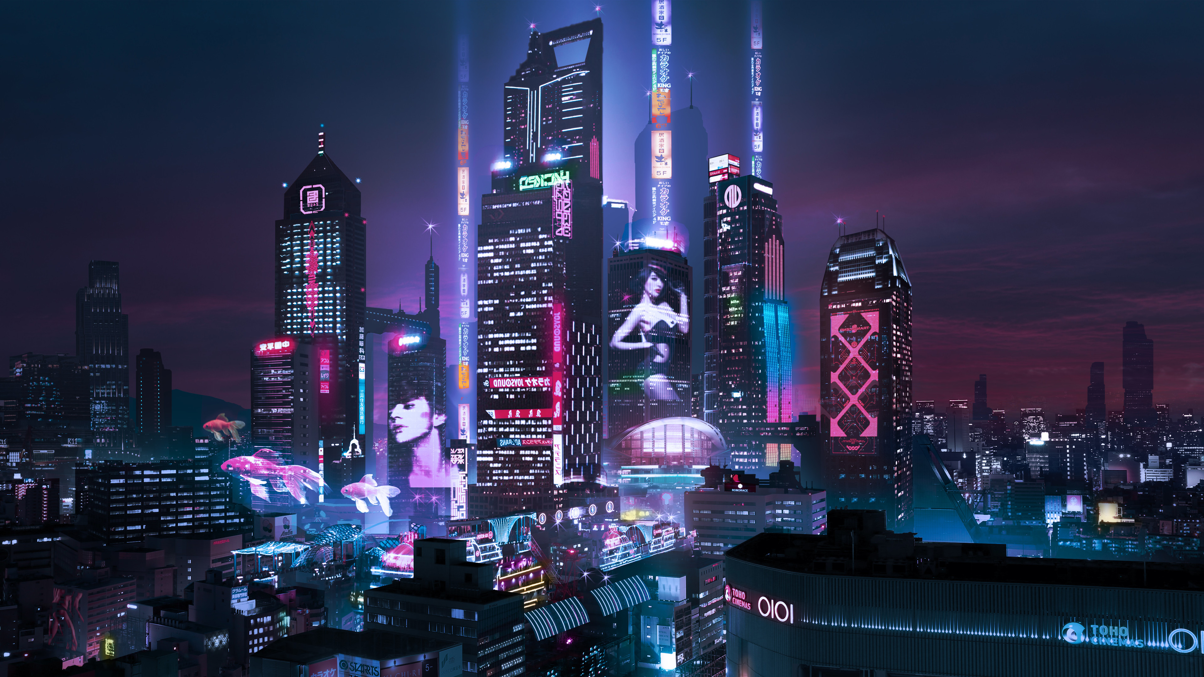 Futuristic Neon Skyline Cyberpunk City Wallpaper, HD Artist Wallpaper, 4k Wallpaper, Image, Background, Photos and Picture