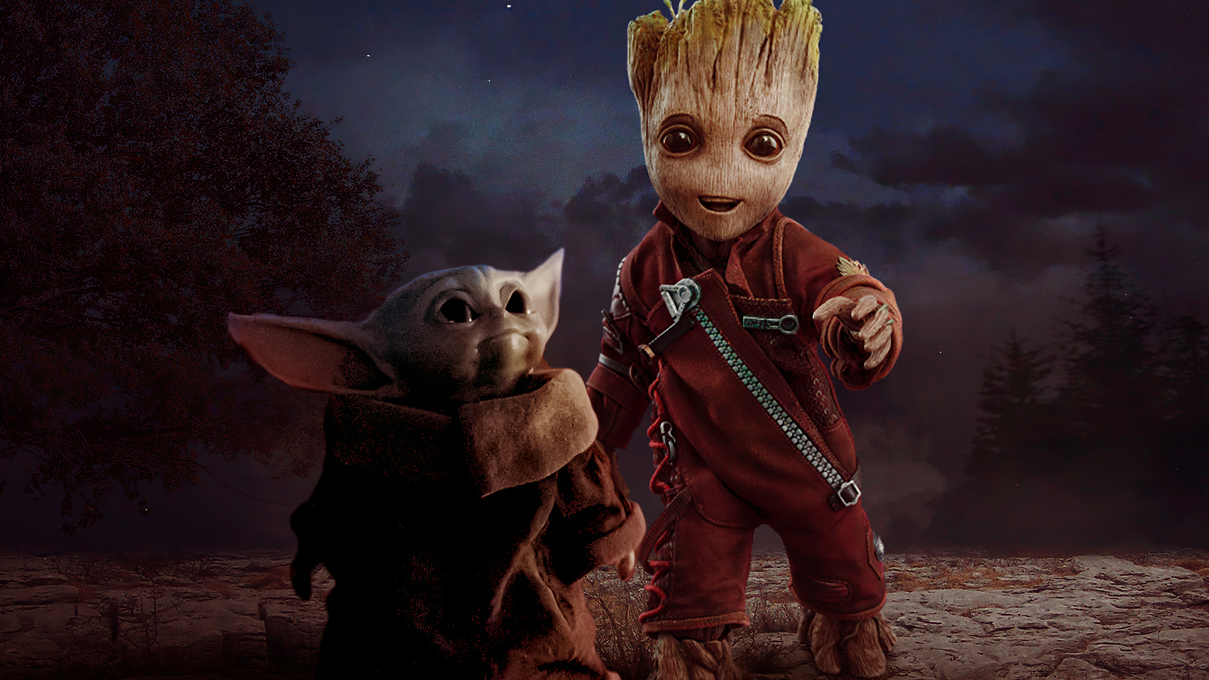 Wallpaper Baby Yoda, Grogu, Groot, Yoda, The Mandalorian, Background Free Image