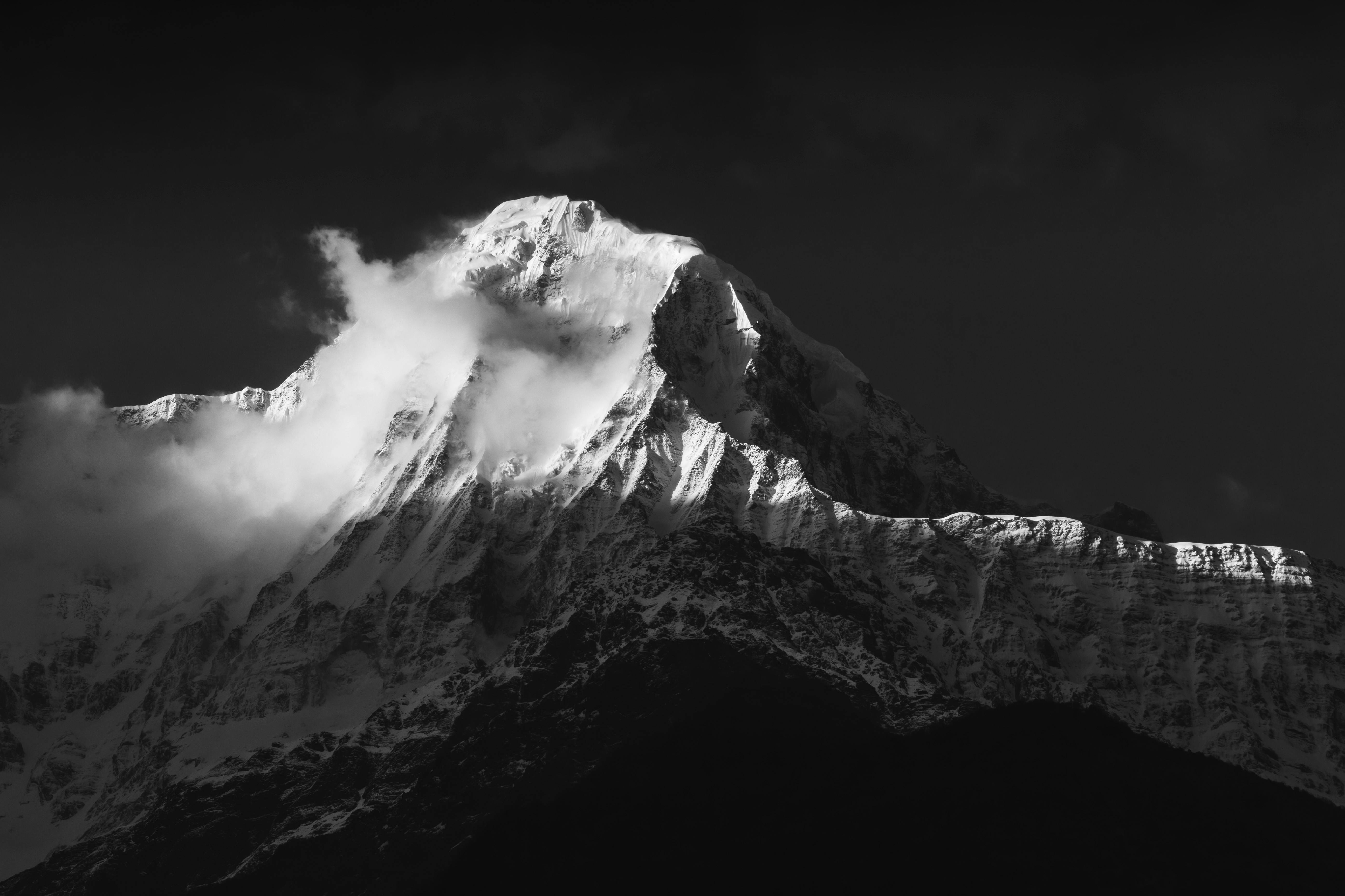 Grayscale Photography of Mountain · Free