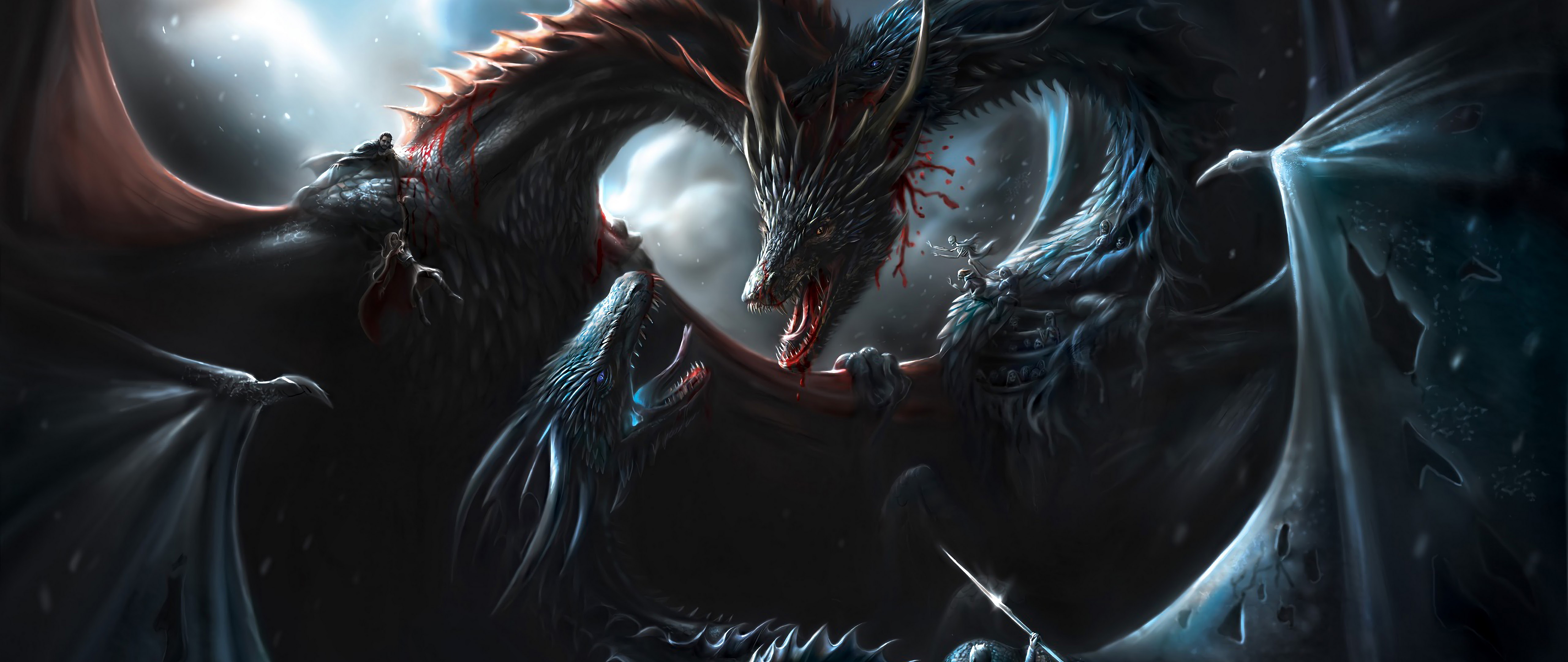 Game of Thrones Dragons Battle 4K Wallpaper HD