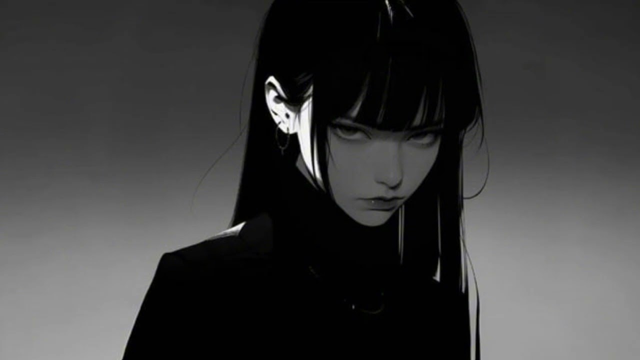 Anime Girl 4k black
