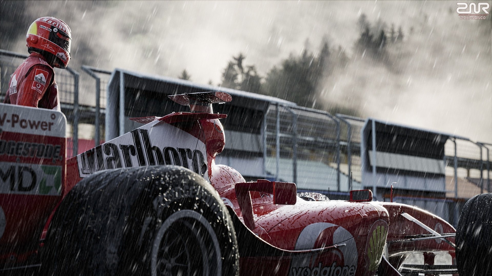 Rain Soaked Ferrari F1