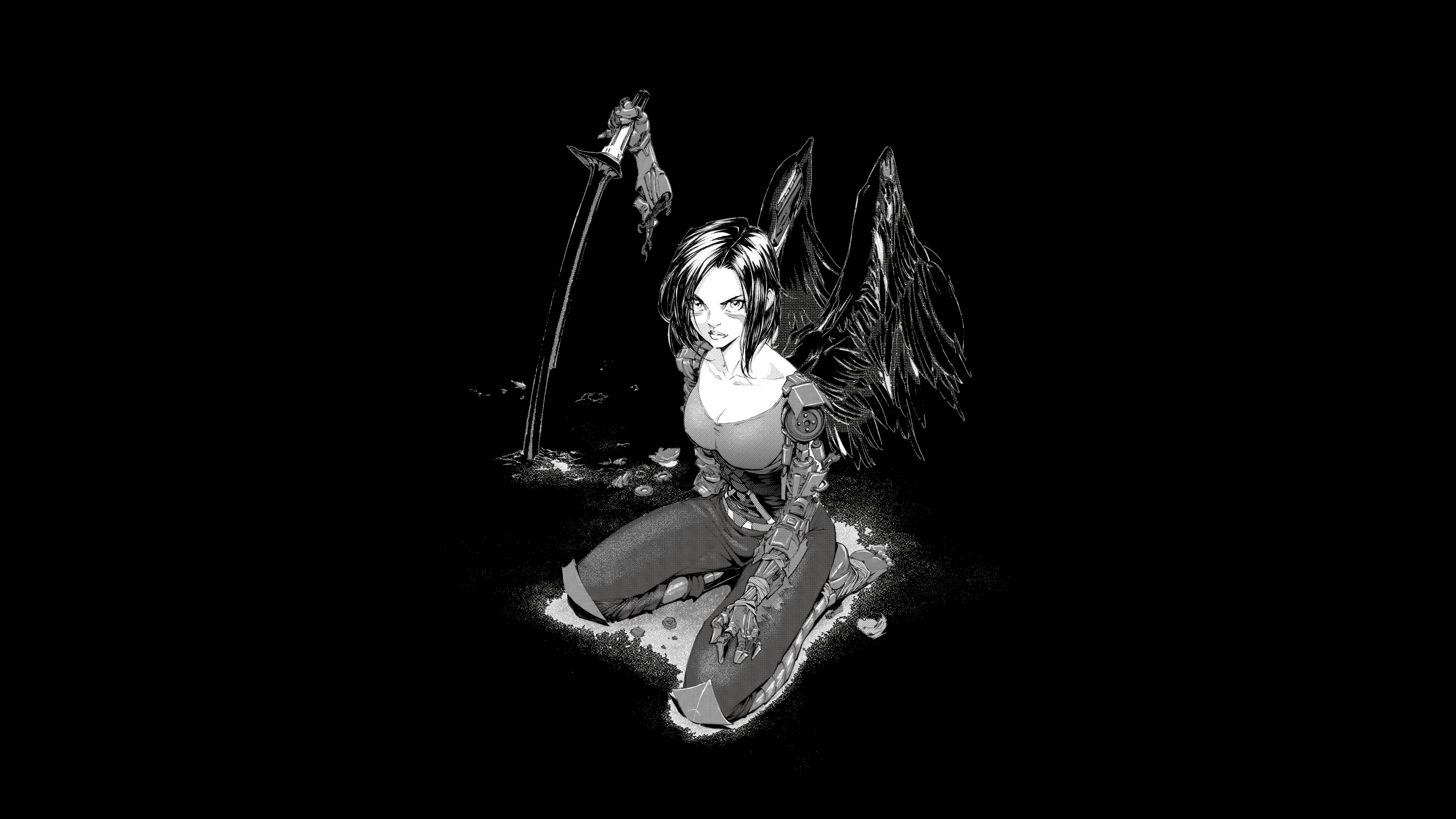 Alita Battle Angel Minimal Dark Wallpaper, HD Anime Wallpaper, 4k Wallpaper Image, Background, Photos and Picture