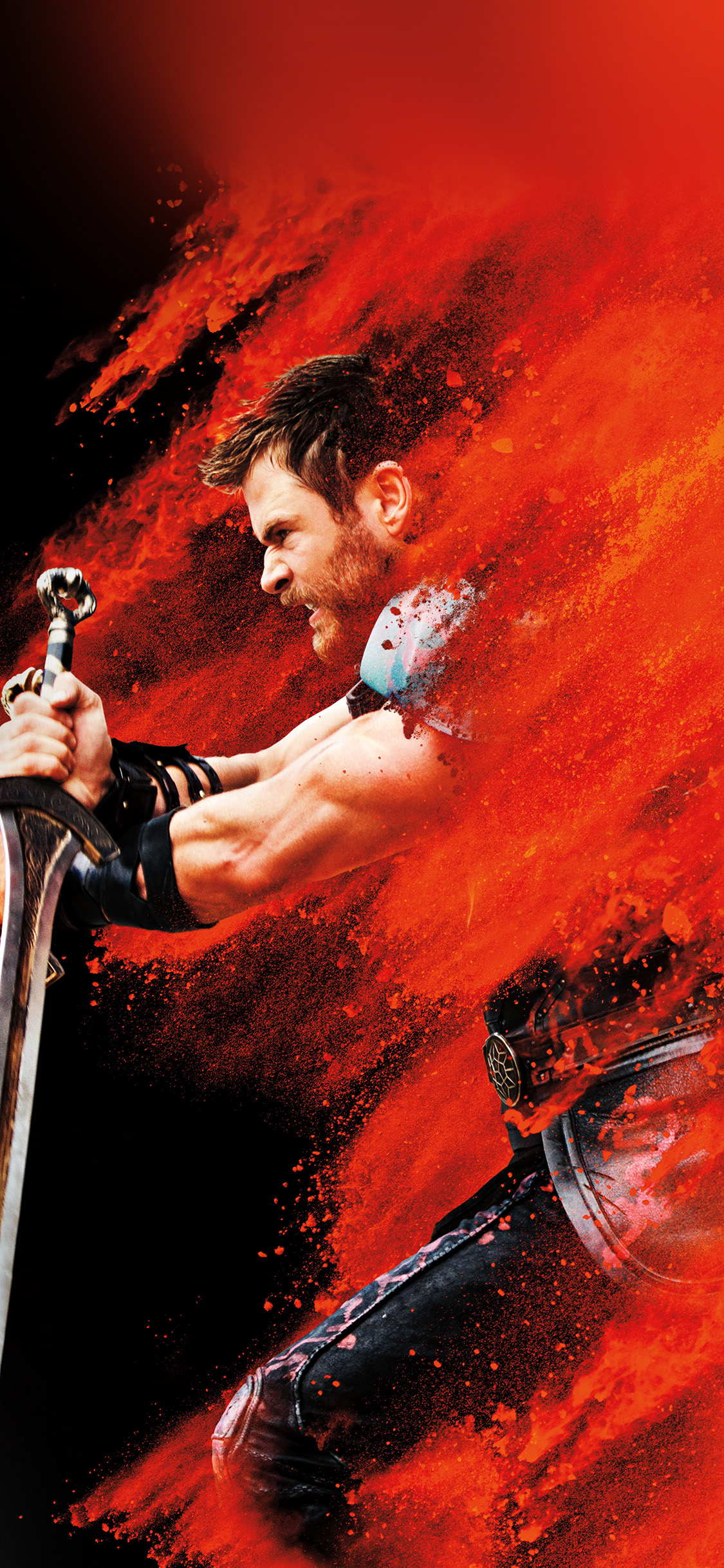 iPhone X wallpaper. thor ragnarok red film marvel hero art illustration