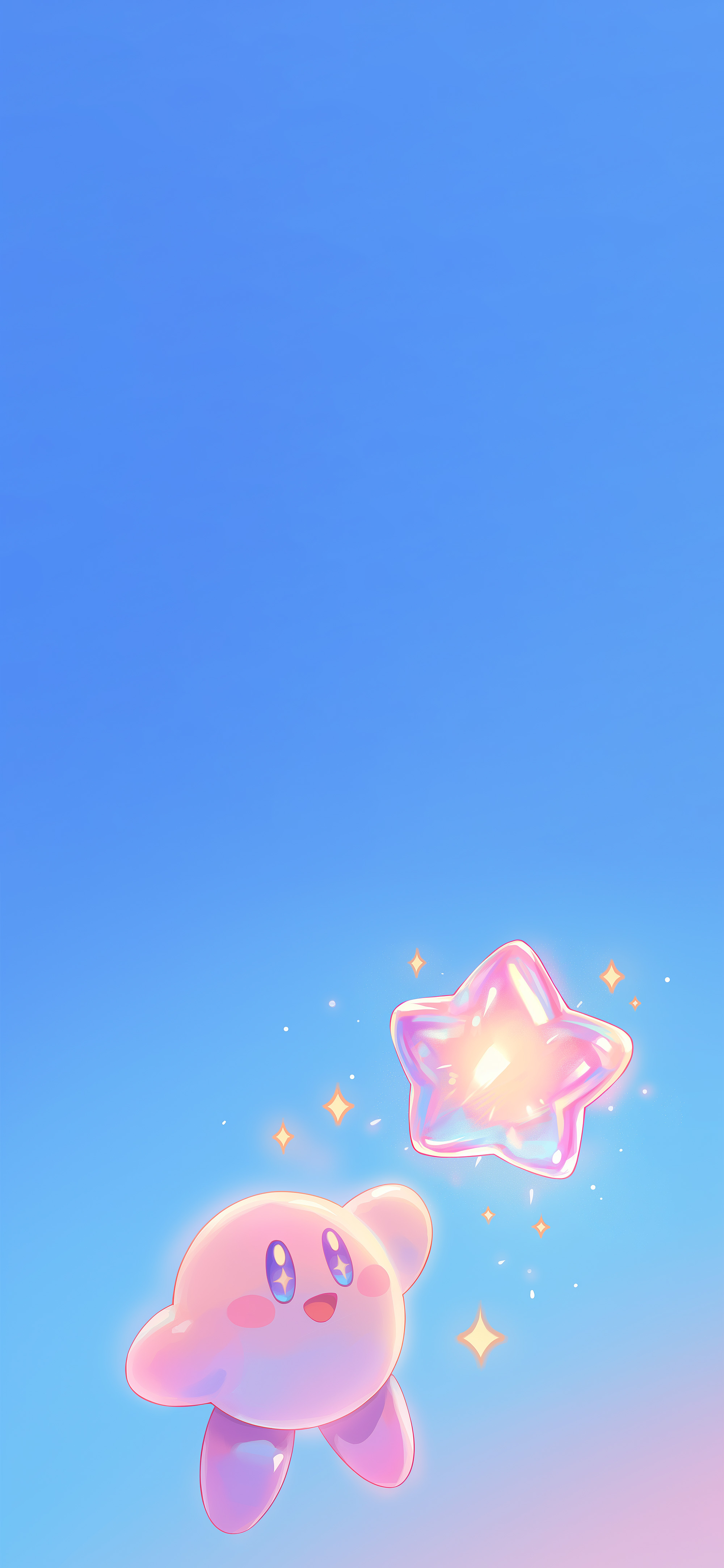 Kirby Waving Glowing Star Wallpaper Game Wallpaper
