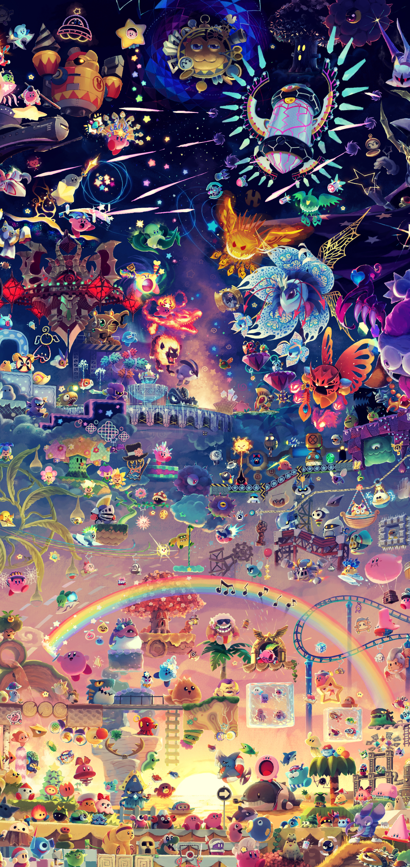 Kirby's Cosmic Adventure: Vibrant Video Game Phone Wallpaper