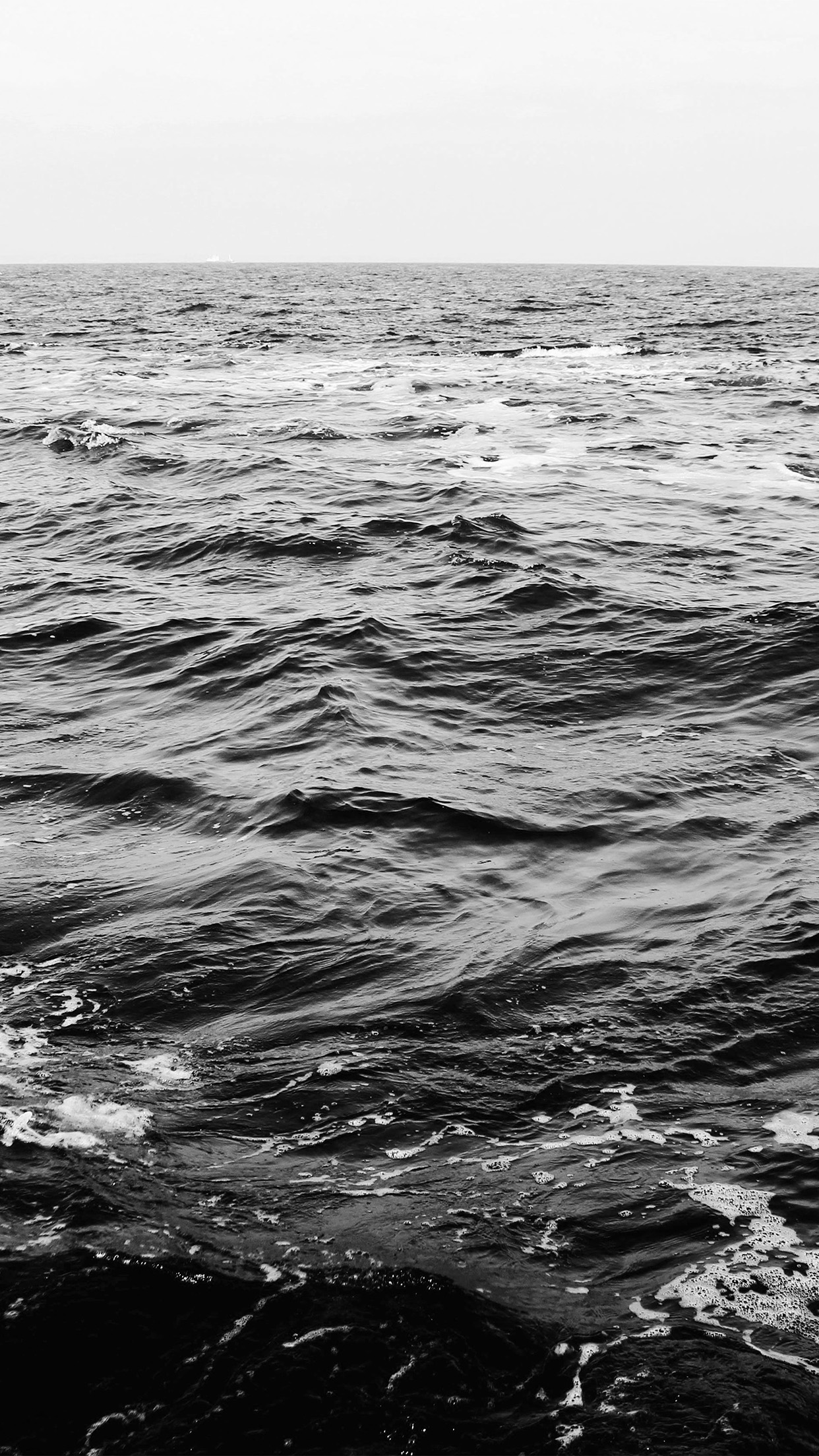 iPhone X wallpaper. sea water beach nature bw dark wave