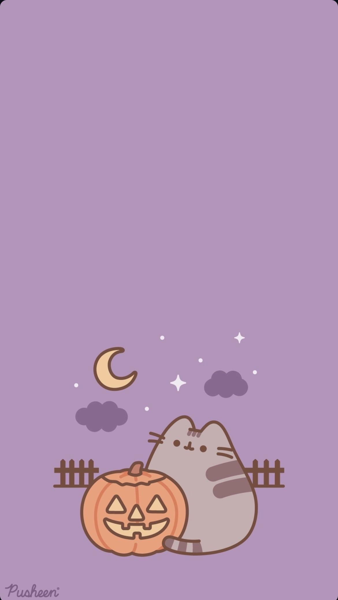 Spooky Pusheen Phone Wallpaper