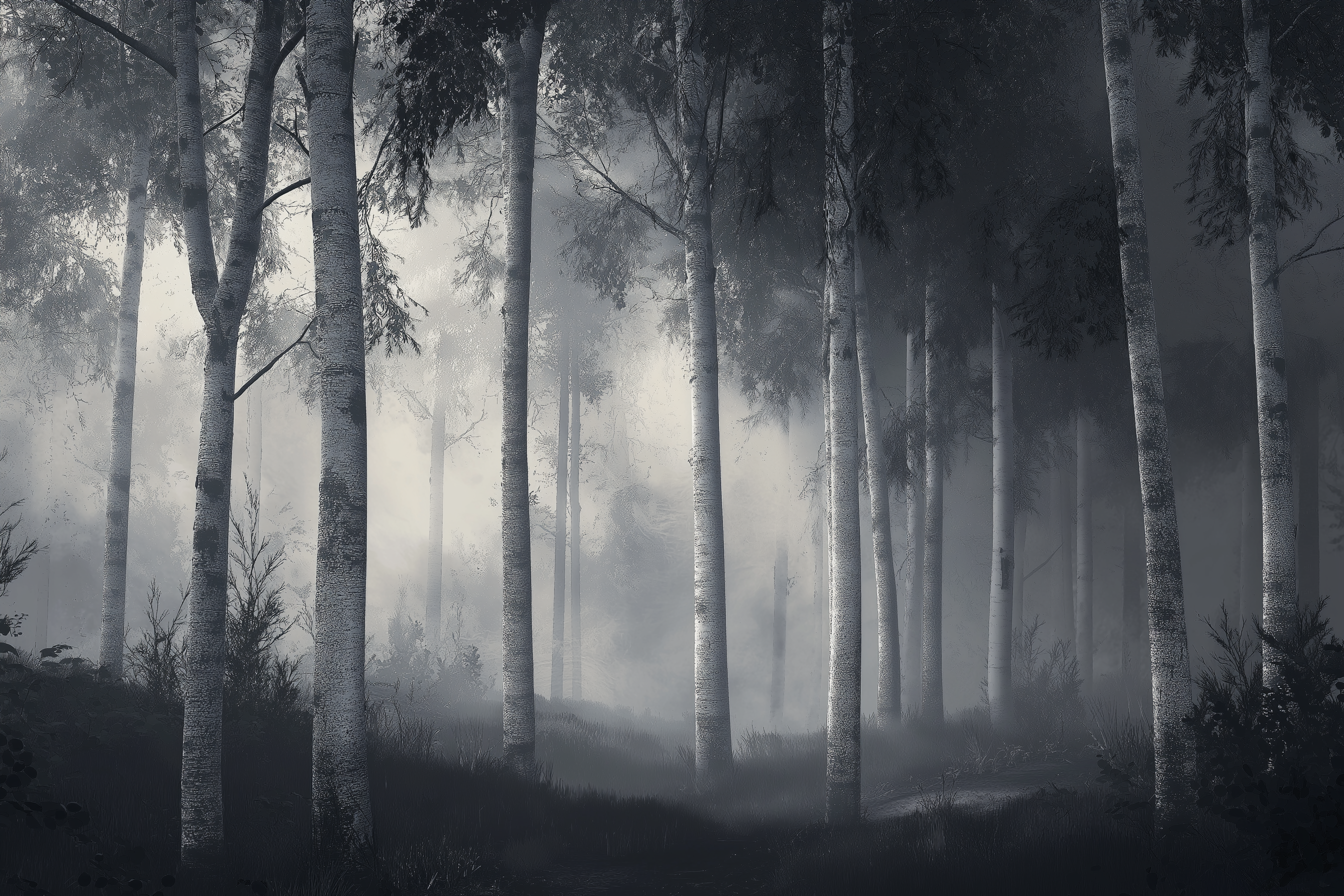 Forest Misty Trees Wallpaper