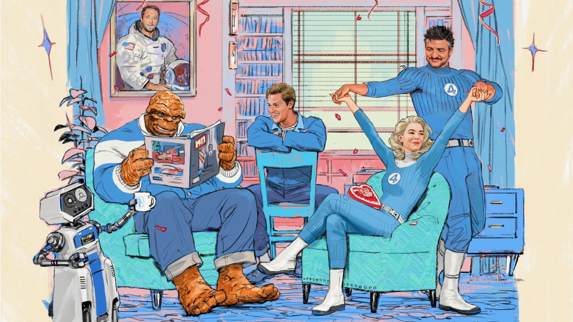 Fantastic Four: First Steps Ultra HD Retro Wallpaper Celebration