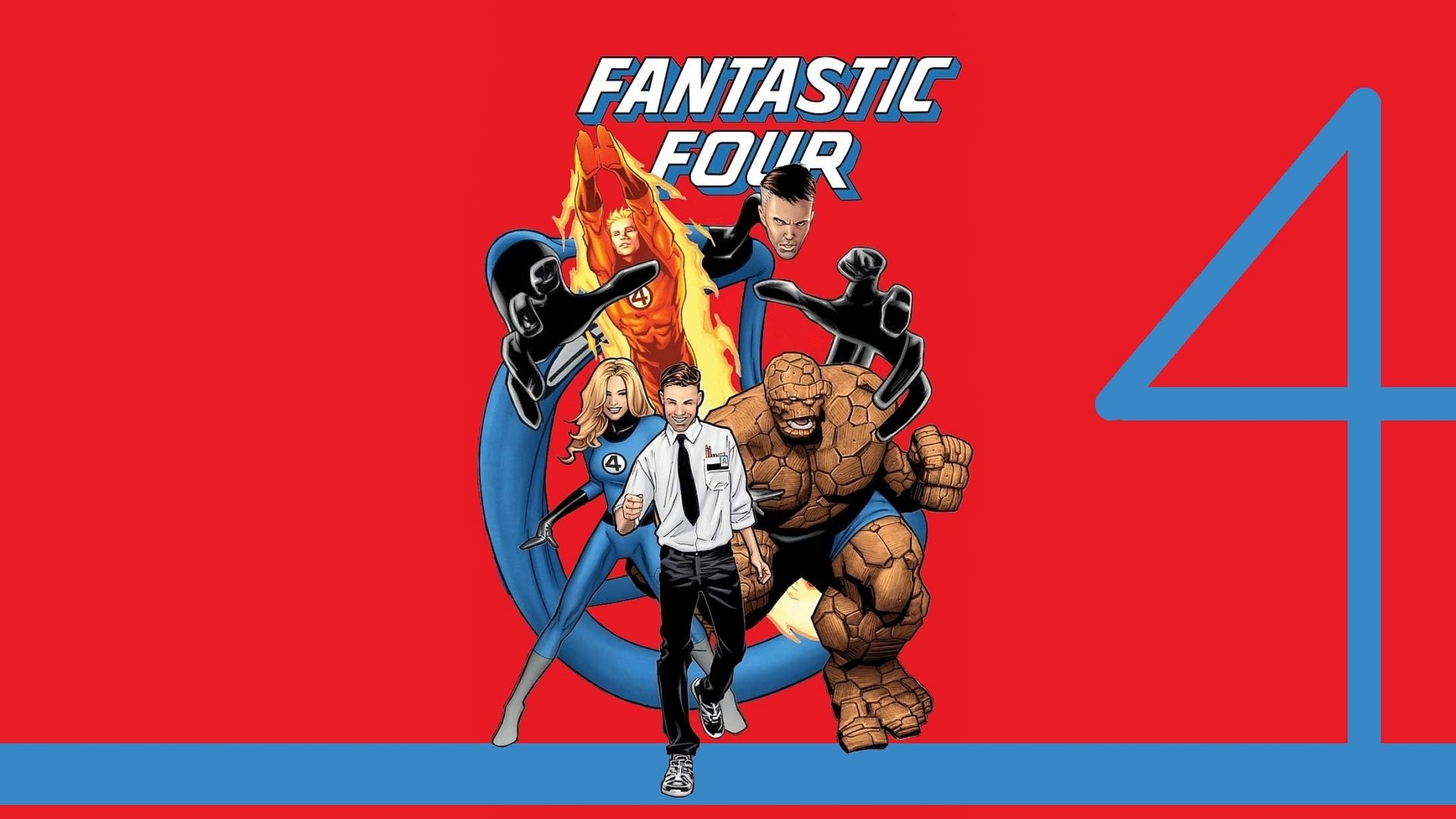 Fantastic Four HD Wallpaper Featuring Heroes and Villain Showdown