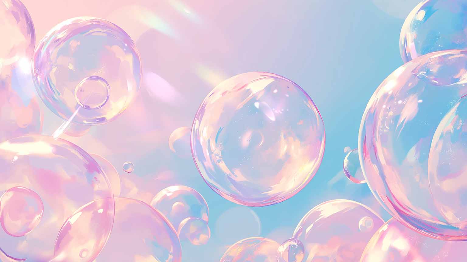 Transparent Bubbles with Rainbow Colors Desktop Wallpaper
