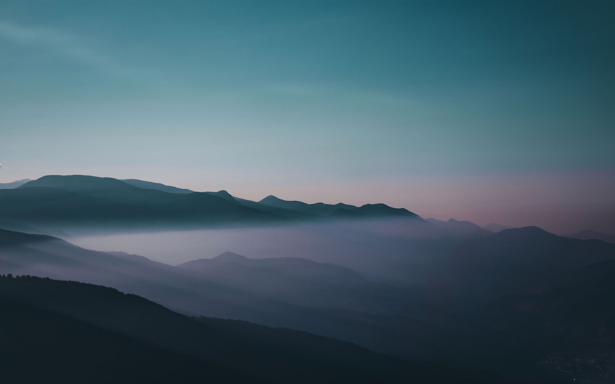 early morning fog sky mountains MacBook Air Wallpaper Download