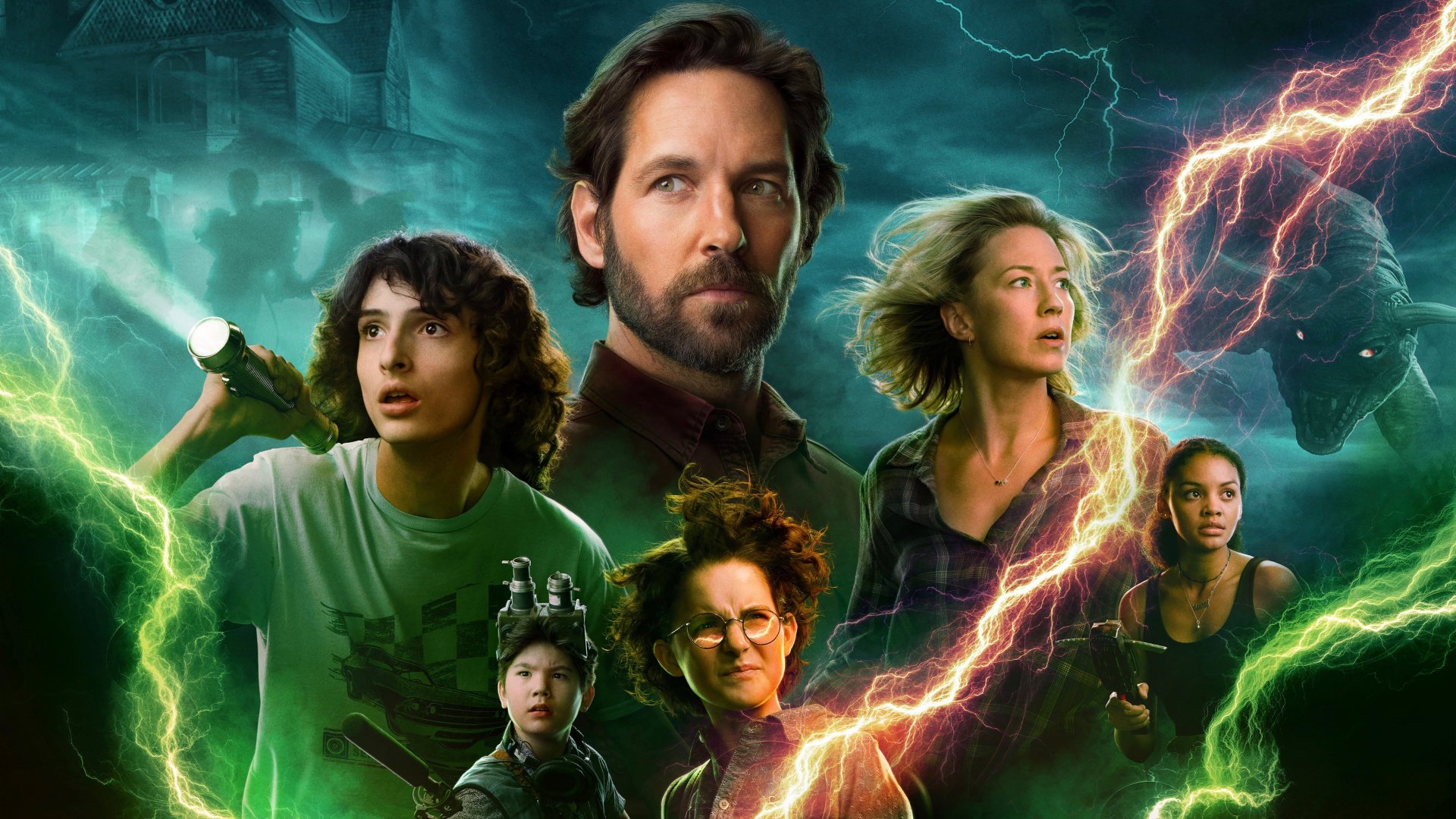 Download Carrie Coon Paul Rudd Mckenna Grace Finn Wolfhard Movie Ghostbusters: Afterlife HD Wallpaper