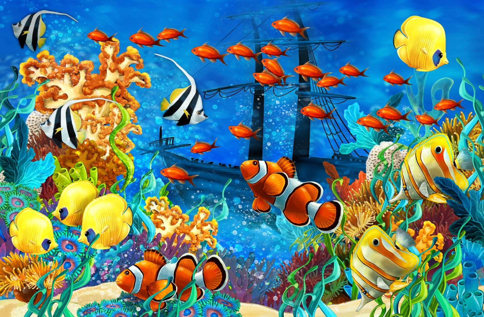 Vibrant Underwater World: 8K Ultra HD Fish Wallpaperx5409