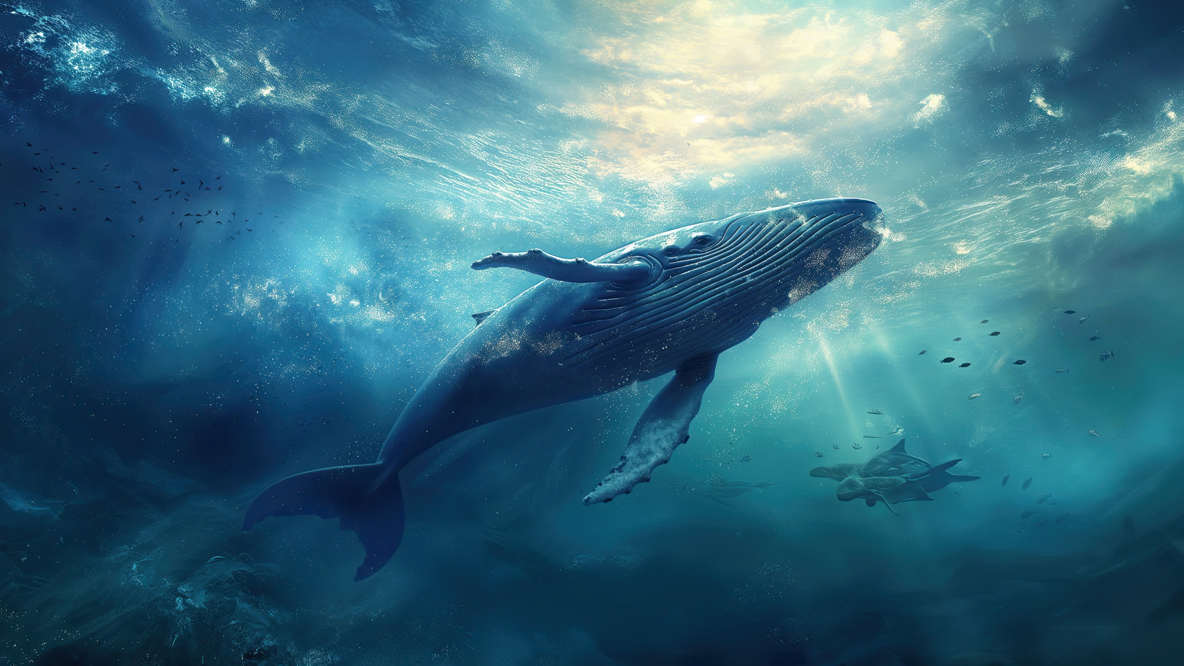 Whale Wallpaper 4K, Rays
