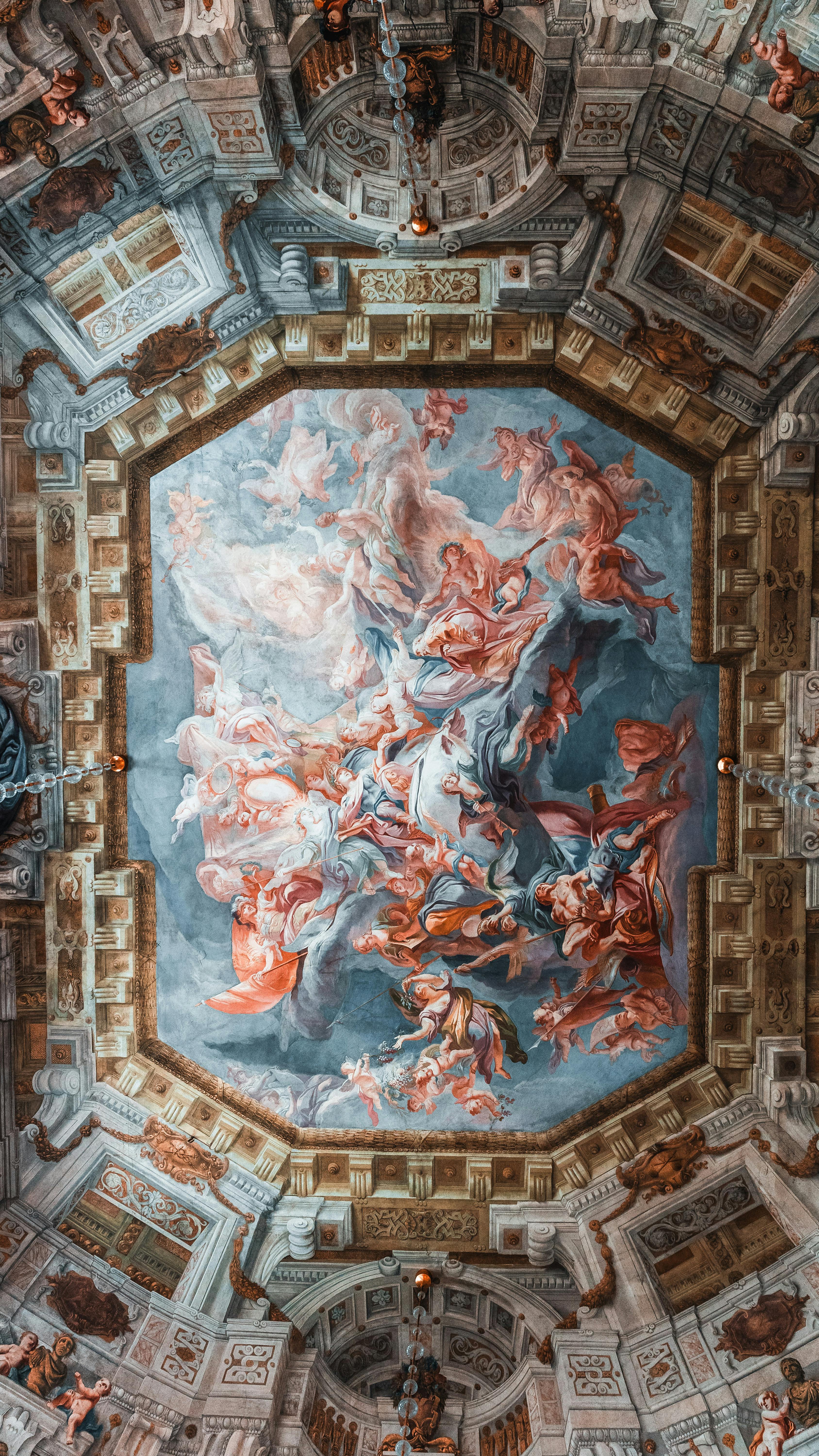 Renaissance Art Painting on Baroque Ceiling of a Church · Free