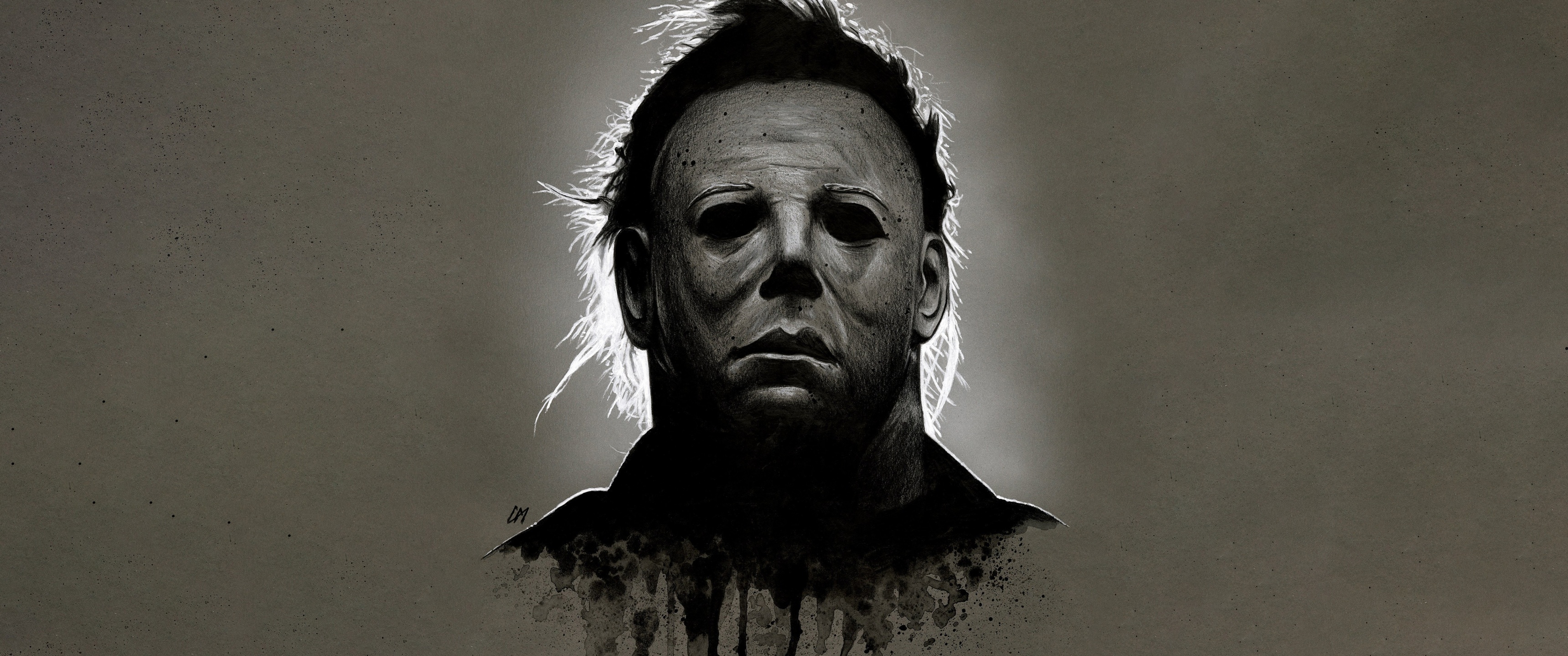 Spooky Wallpaper 4K, Michael Myers, Dark background