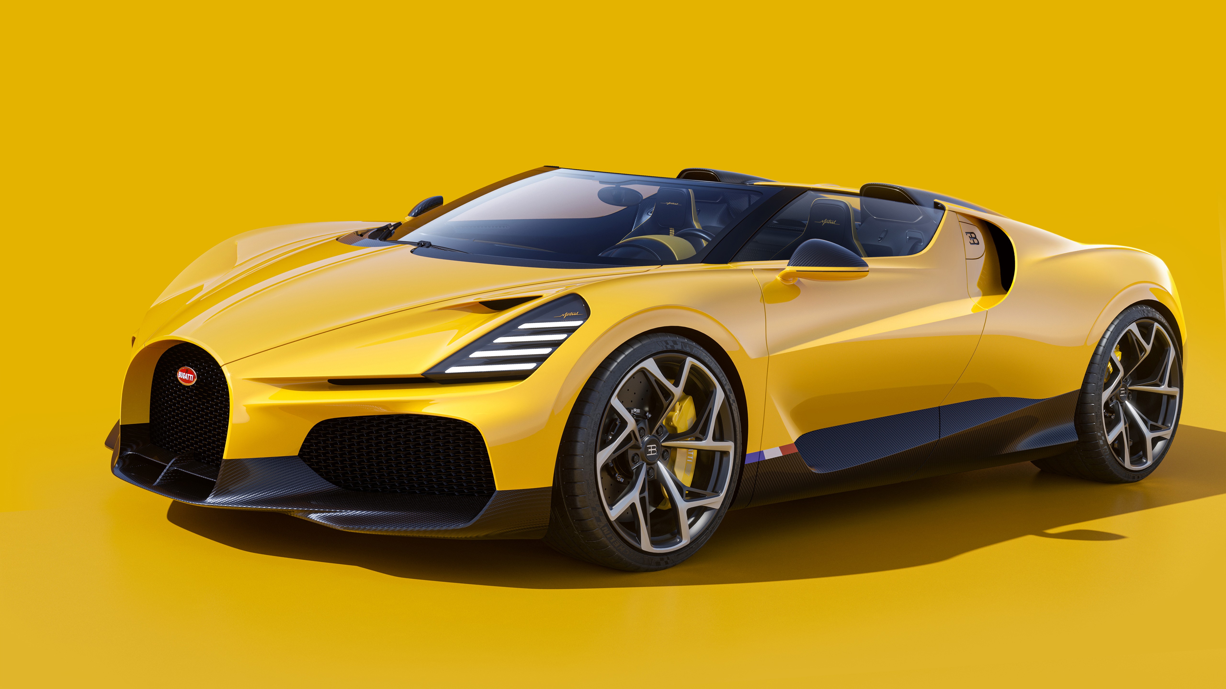 Yellow Bugatti W16 Mistral Car 2024 4K 5K HD Cars Wallpaper