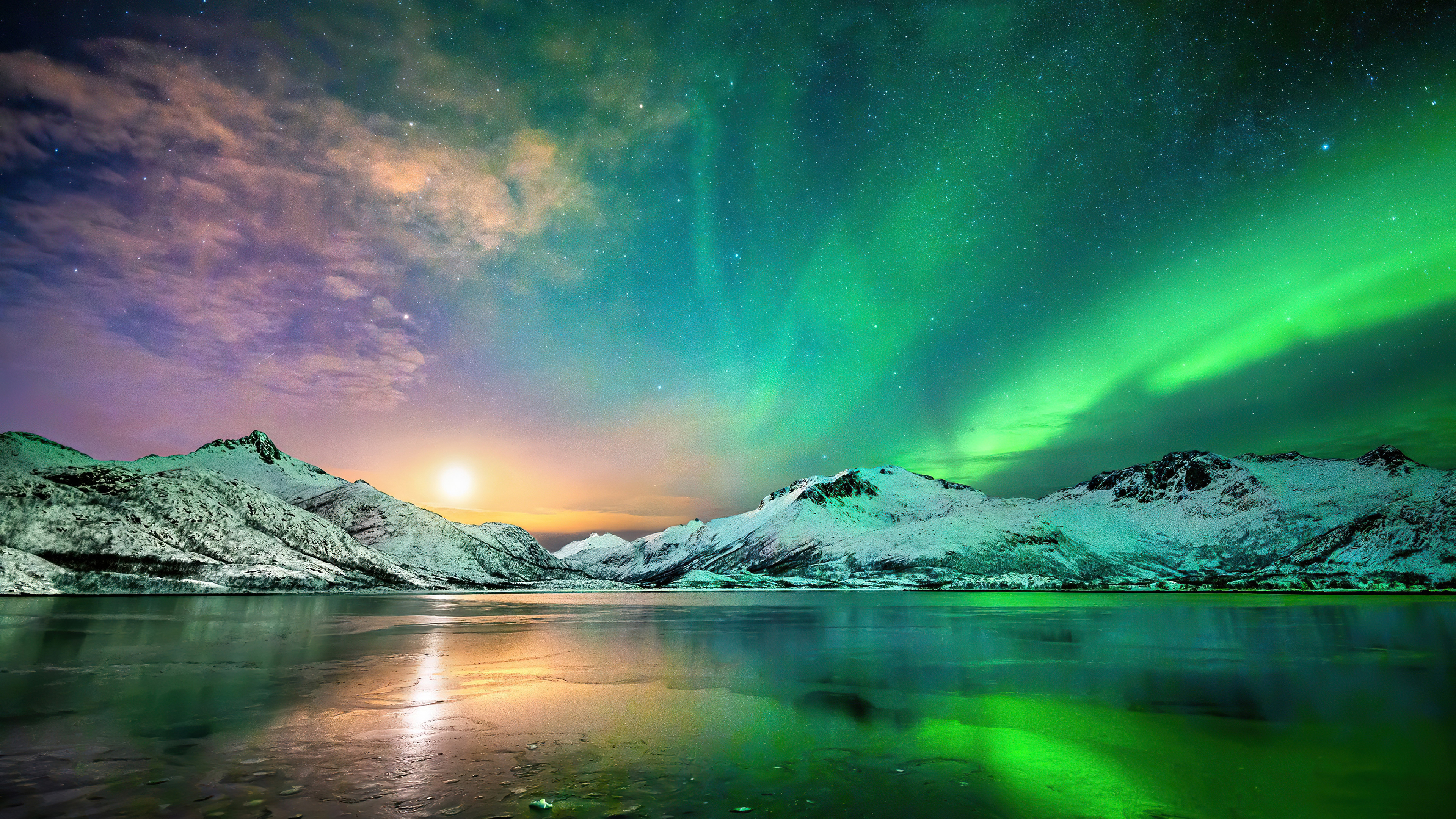 Aurora Northern Lights During Nighttime 4K HD Nature Wallpaper