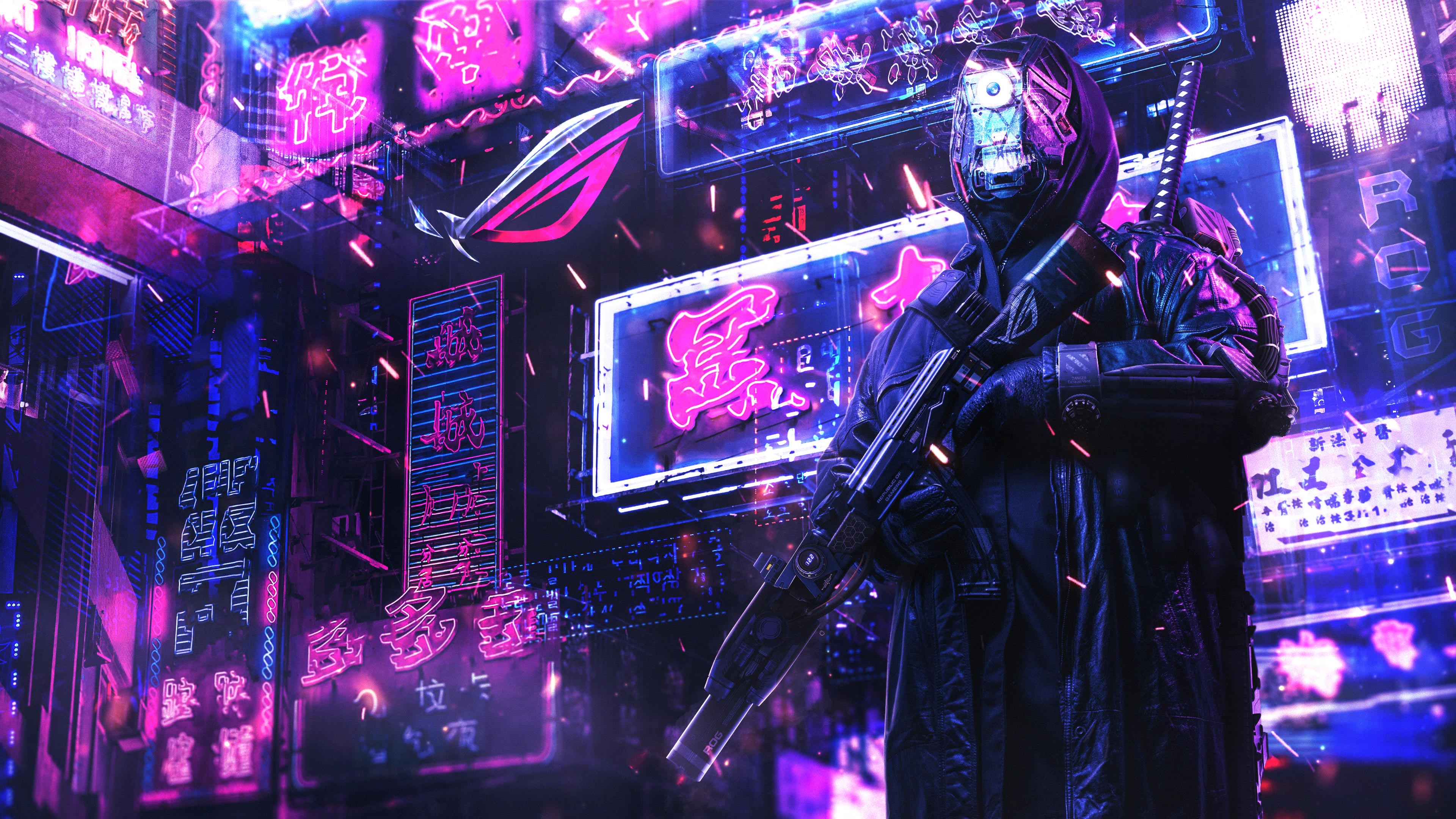 Cyberpunk Wallpaper 4K, Futuristic, Neon background