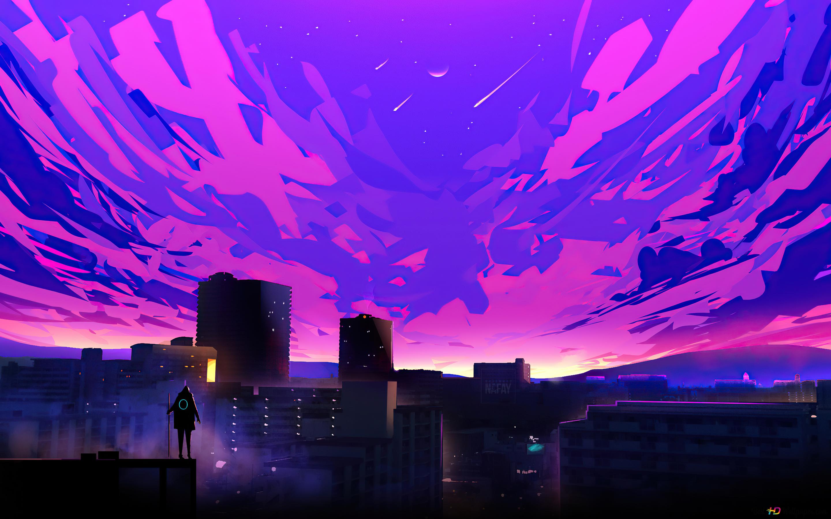 Cyberpunk future coloured night 4K wallpaper download